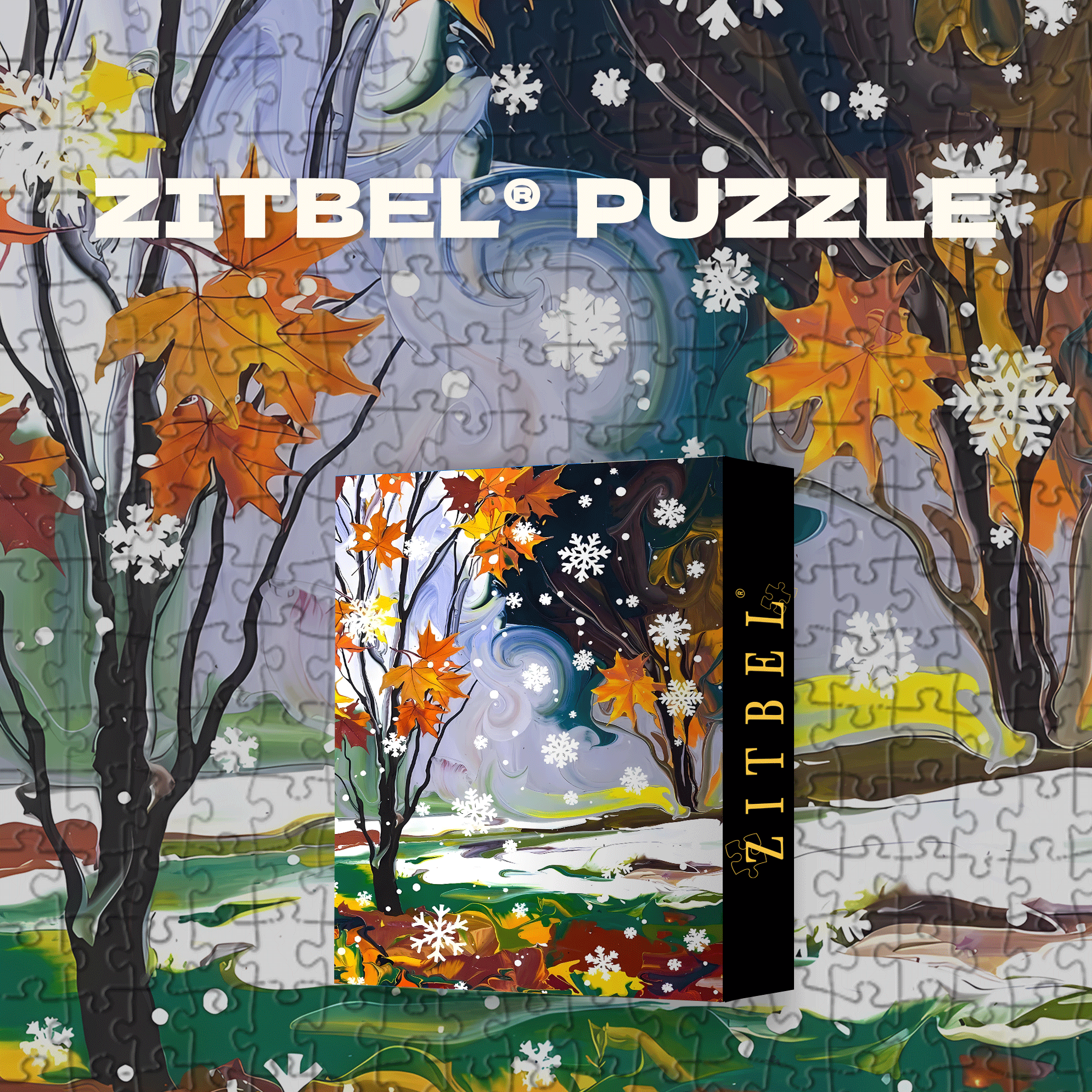 Autumn Meets Snow 500pcs/1000pcs Jigsaw Puzzle, Scratch-Resistant, Interactive Family Game & Brain-Boosting DIY Decor, Perfect for Halloween, Christmas & New Year Gifts, Family Puzzle Game