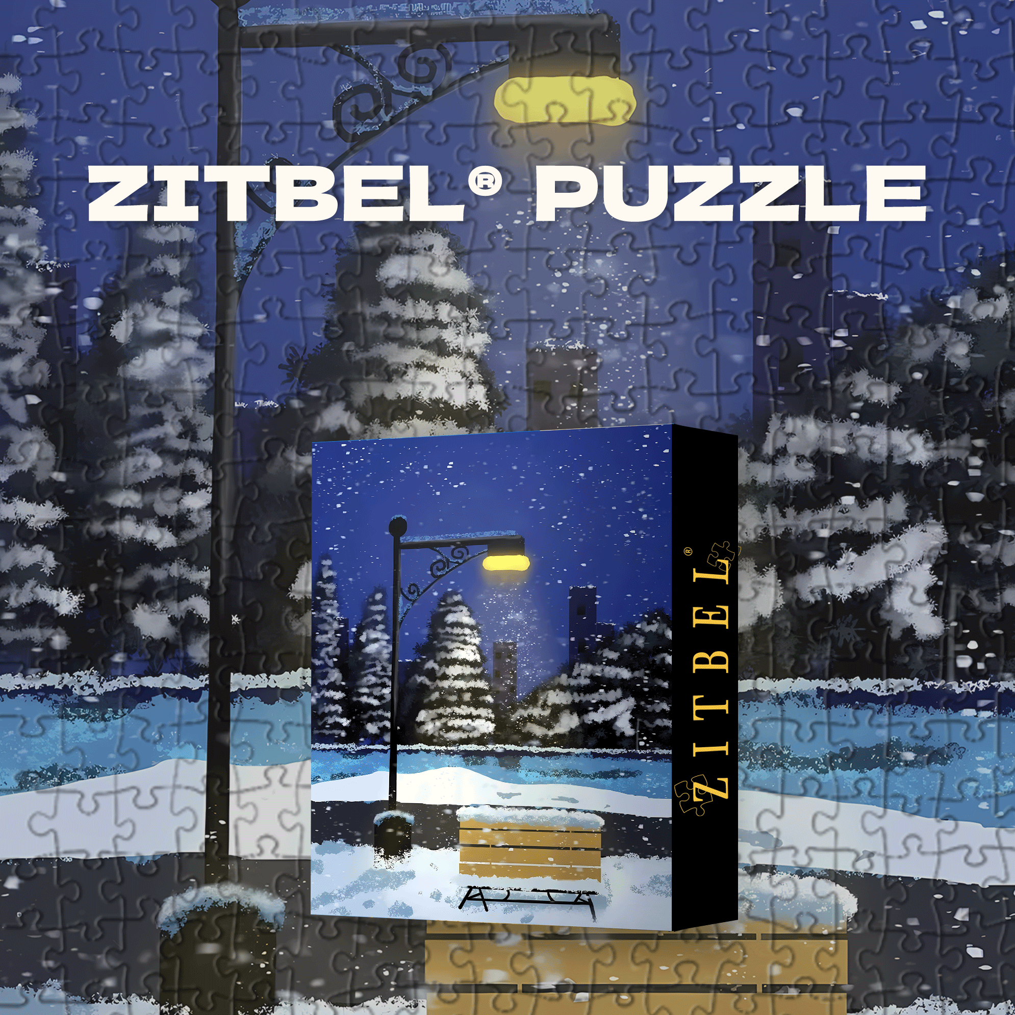 Bench in a Snowy Night 500pcs/1000pcs Jigsaw Puzzle, Scratch-Resistant, Interactive Family Game & Brain-Boosting DIY Decor, Perfect for Halloween, Christmas & New Year Gifts, Family Puzzle Game