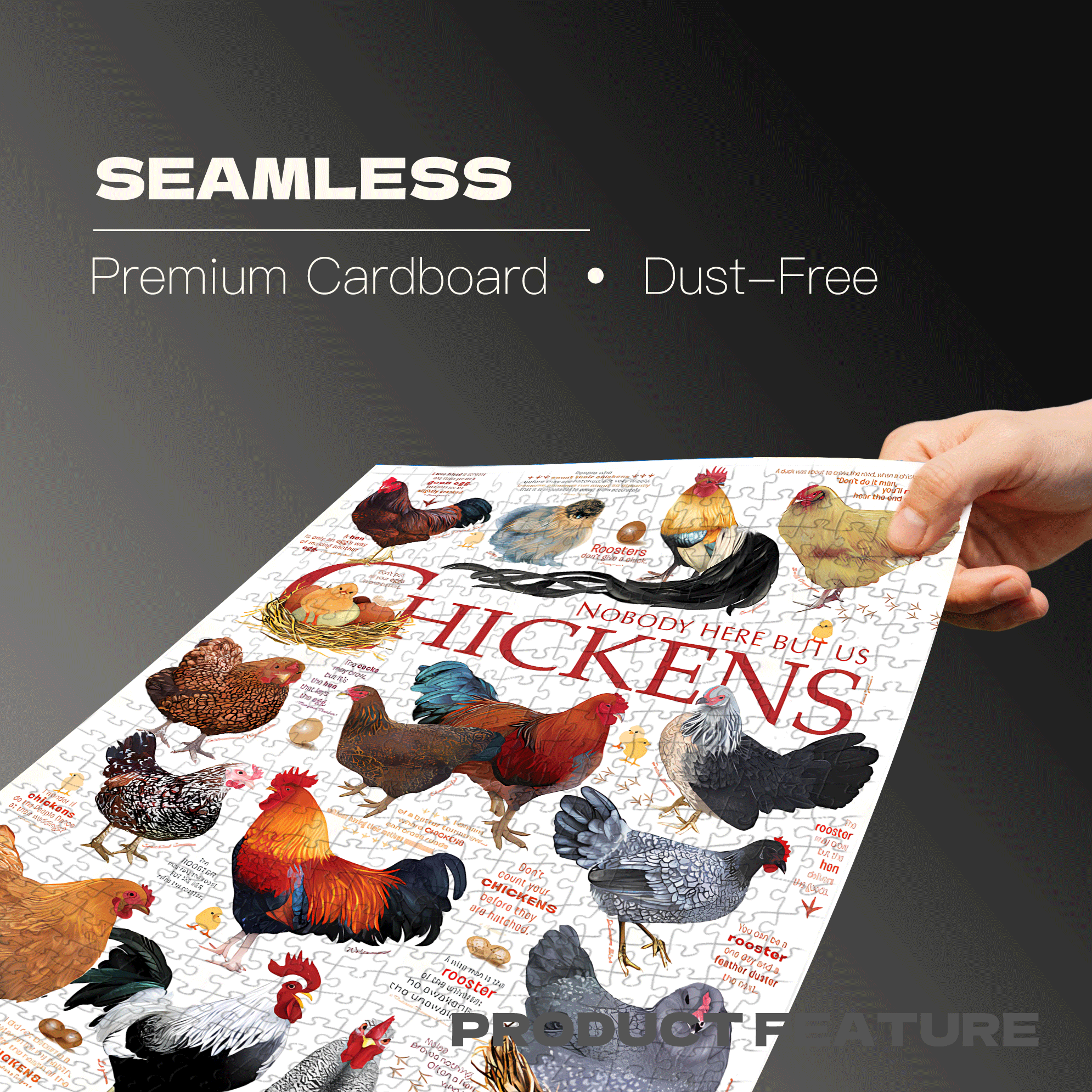 Chicken Quotes 500pcs/1000pcs Jigsaw Puzzle, Scratch-Resistant, Interactive Family Game & Brain-Boosting DIY Decor, Perfect for Halloween, Christmas & New Year Gifts, Family Puzzle Game