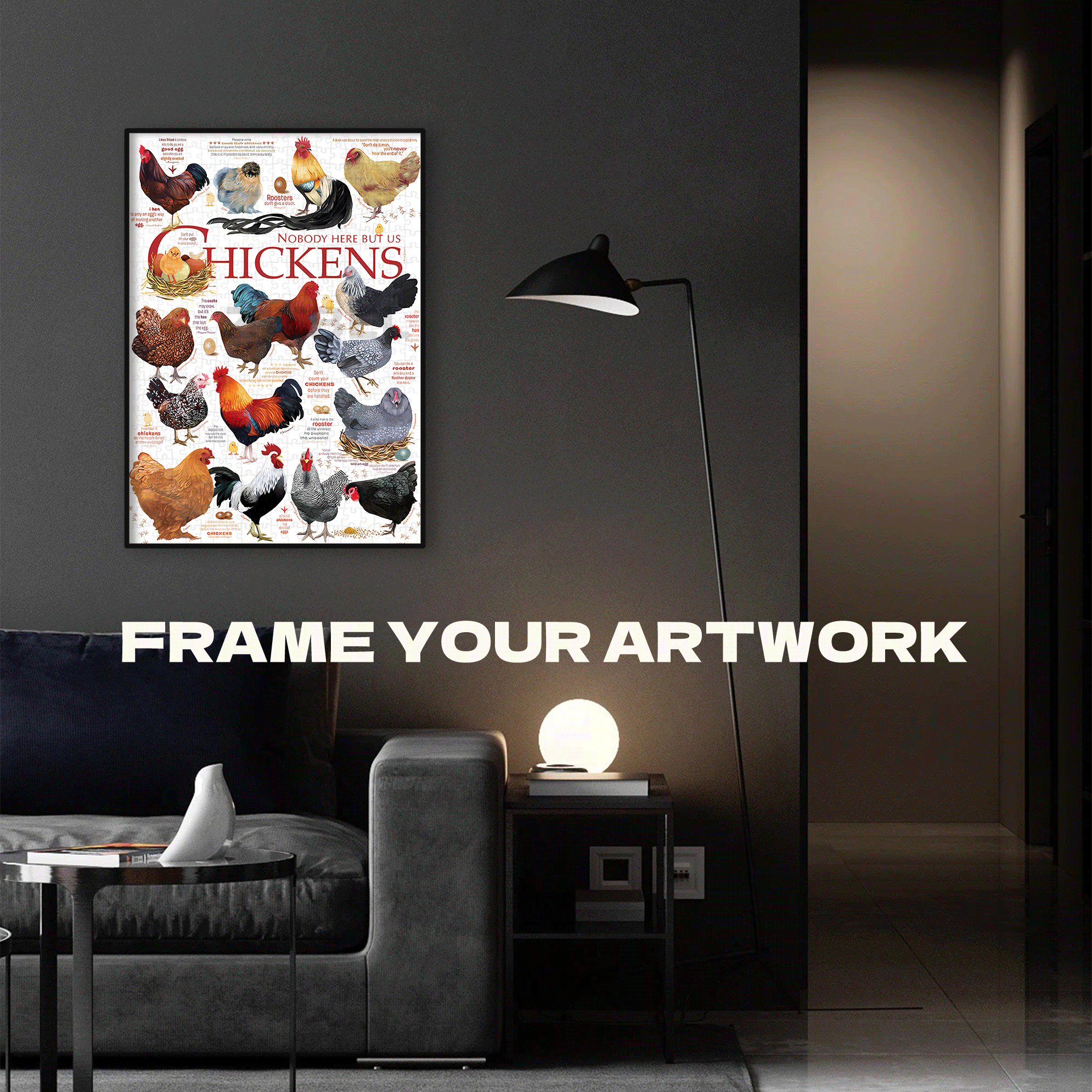 Chicken Quotes 500pcs/1000pcs Jigsaw Puzzle, Scratch-Resistant, Interactive Family Game & Brain-Boosting DIY Decor, Perfect for Halloween, Christmas & New Year Gifts, Family Puzzle Game