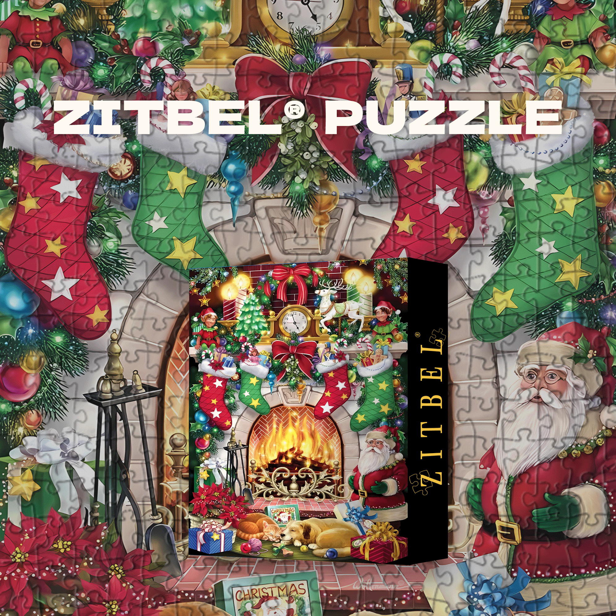 Christmas Hearth & Fireplace 500pcs/1000pcs Jigsaw Puzzle, Scratch-Resistant, Interactive Family Game & Brain-Boosting DIY Decor, Perfect for Halloween, Christmas & New Year Gifts, Family Puzzle Game