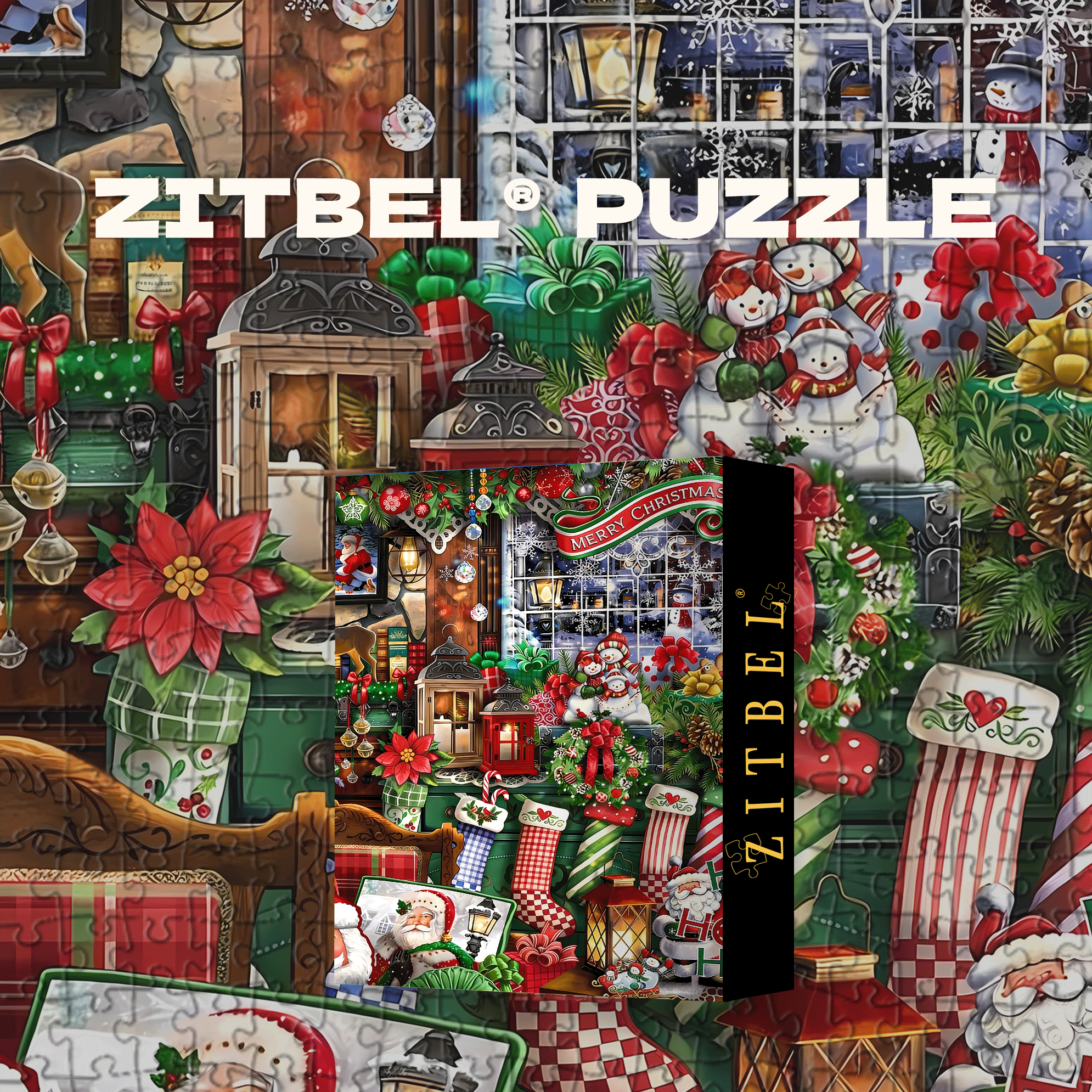 Christmas Window 500pcs/1000pcs Jigsaw Puzzle, Scratch-Resistant, Interactive Family Game & Brain-Boosting DIY Decor, Perfect for Halloween, Christmas & New Year Gifts, Family Puzzle Game