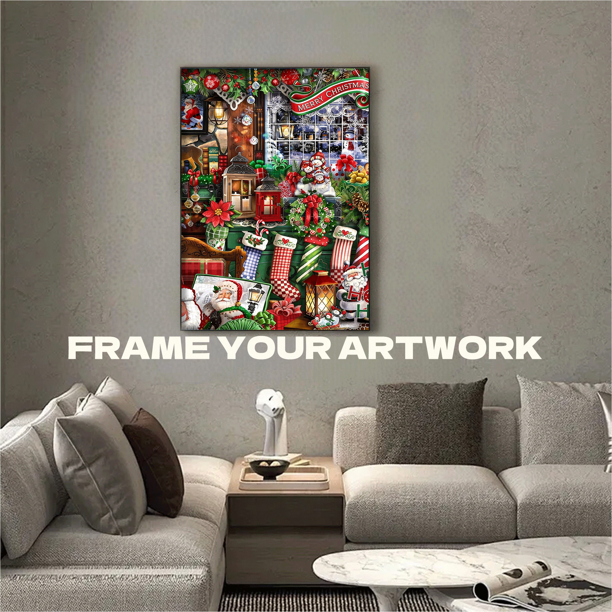 Christmas Window 500pcs/1000pcs Jigsaw Puzzle, Scratch-Resistant, Interactive Family Game & Brain-Boosting DIY Decor, Perfect for Halloween, Christmas & New Year Gifts, Family Puzzle Game