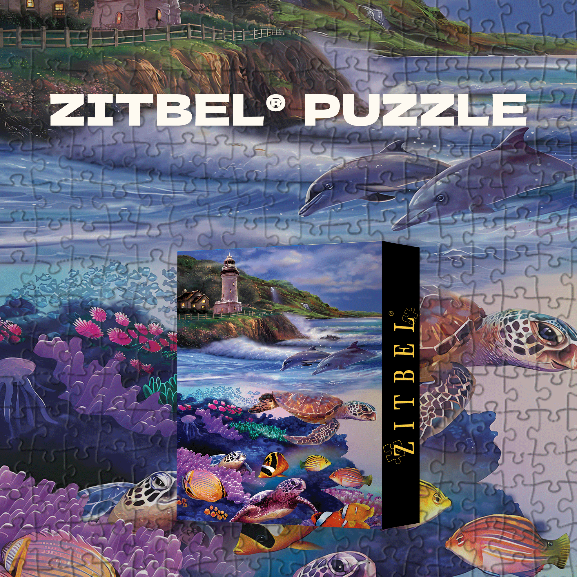 Coral Reef and Lighthouse Watch 500pcs/1000pcs Jigsaw Puzzle, Scratch-Resistant, Interactive Family Game & Brain-Boosting DIY Decor, Perfect for Halloween, Christmas & New Year Gifts, Family Puzzle Game