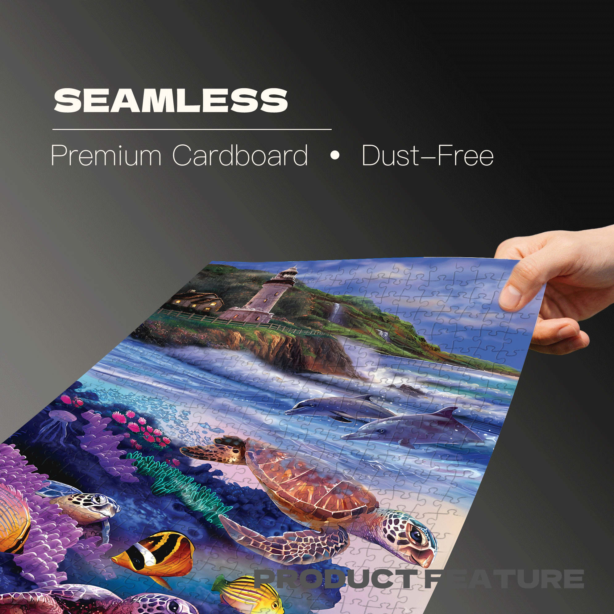 Coral Reef and Lighthouse Watch 500pcs/1000pcs Jigsaw Puzzle, Scratch-Resistant, Interactive Family Game & Brain-Boosting DIY Decor, Perfect for Halloween, Christmas & New Year Gifts, Family Puzzle Game
