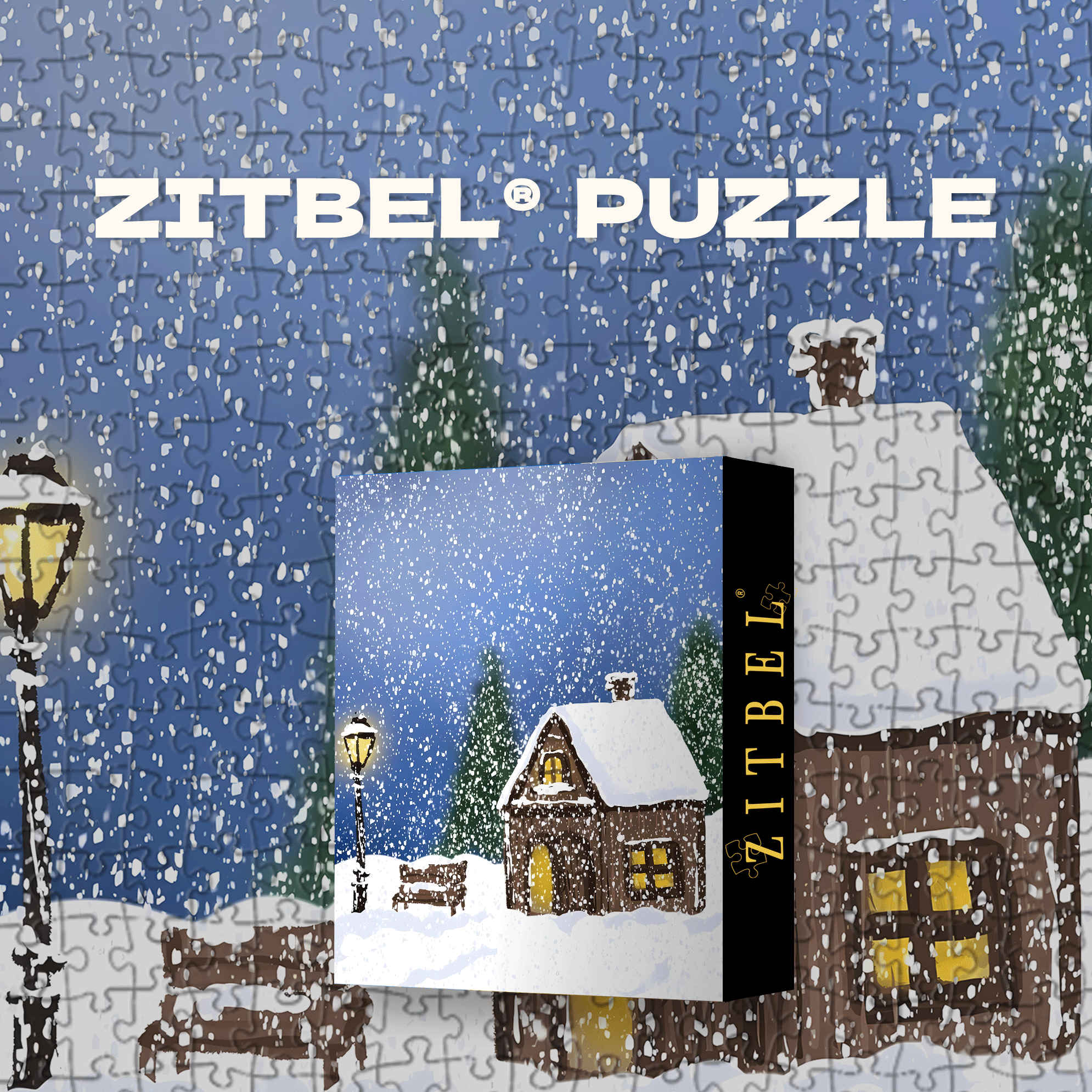Cozy Cottage with Warm Lamp in Snow 500pcs/1000pcs Jigsaw Puzzle, Scratch-Resistant, Interactive Family Game & Brain-Boosting DIY Decor, Perfect for Halloween, Christmas & New Year Gifts, Family Puzzle Game