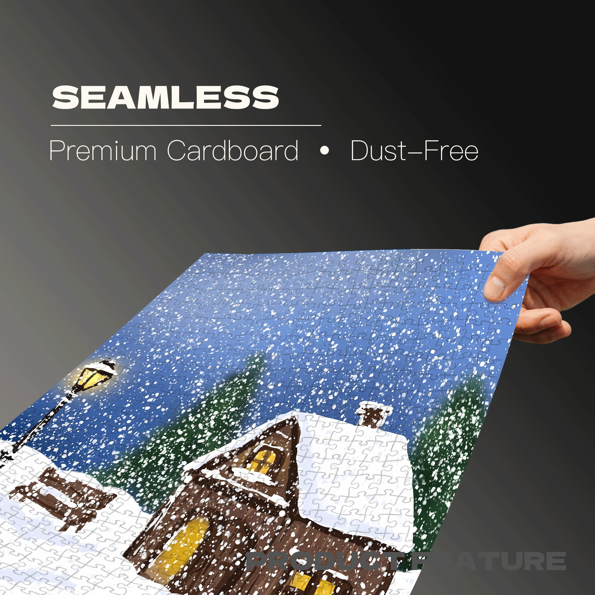 Cozy Cottage with Warm Lamp in Snow 500pcs/1000pcs Jigsaw Puzzle, Scratch-Resistant, Interactive Family Game & Brain-Boosting DIY Decor, Perfect for Halloween, Christmas & New Year Gifts, Family Puzzle Game