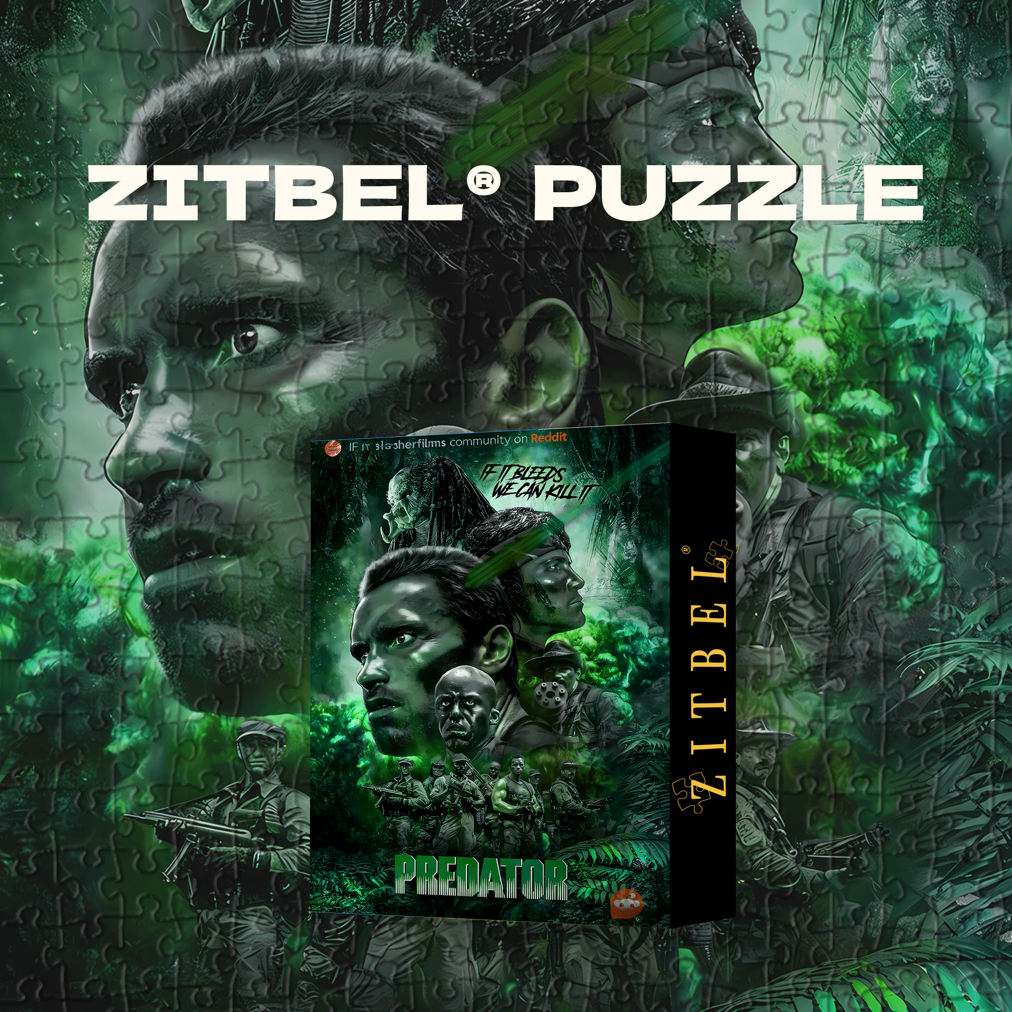 Predator 500pcs/1000pcs Jigsaw Puzzle, Scratch-Resistant, Interactive Family Game & Brain-Boosting DIY Decor, Perfect for Halloween, Christmas & New Year Gifts, Family Puzzle Game