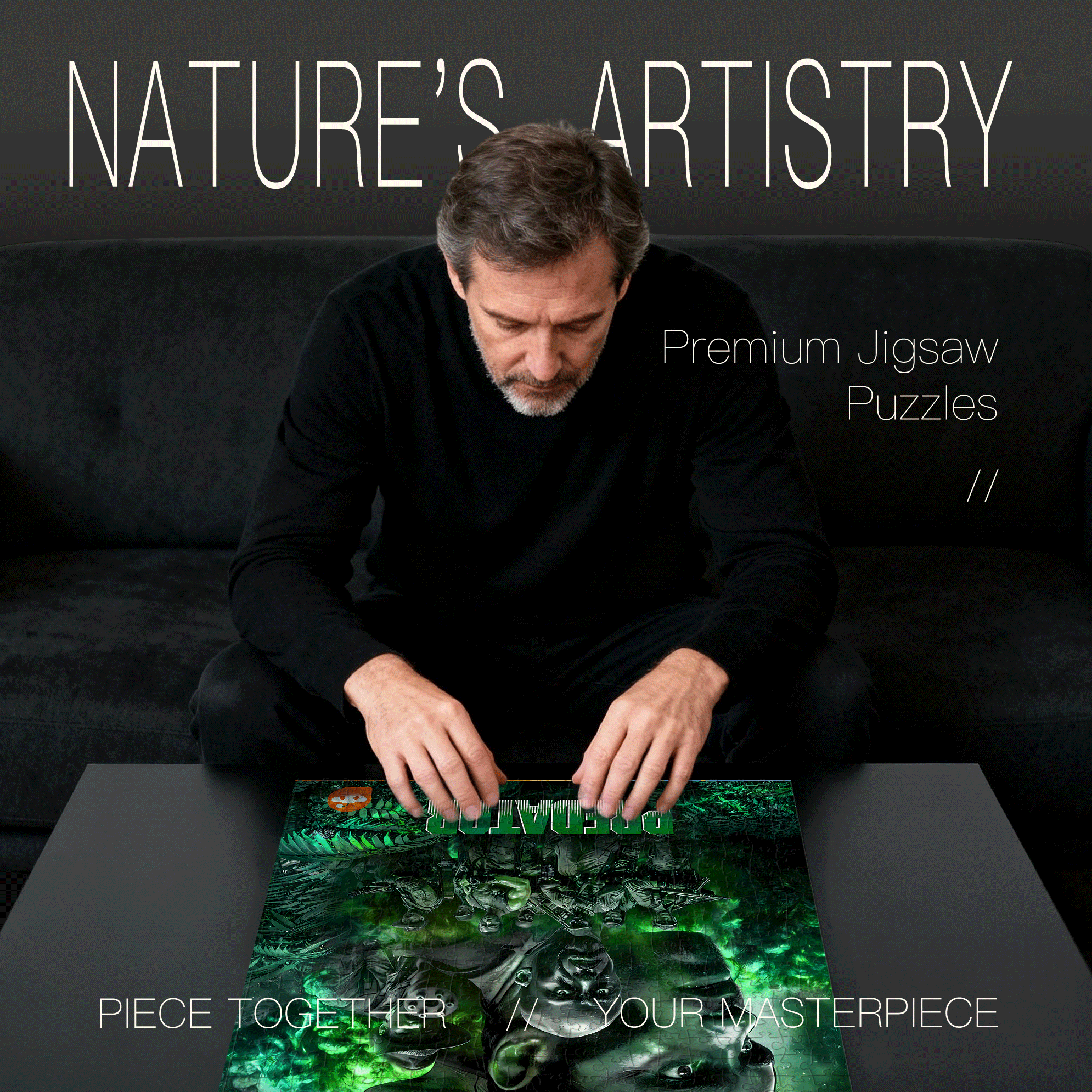 Predator 500pcs/1000pcs Jigsaw Puzzle, Scratch-Resistant, Interactive Family Game & Brain-Boosting DIY Decor, Perfect for Halloween, Christmas & New Year Gifts, Family Puzzle Game