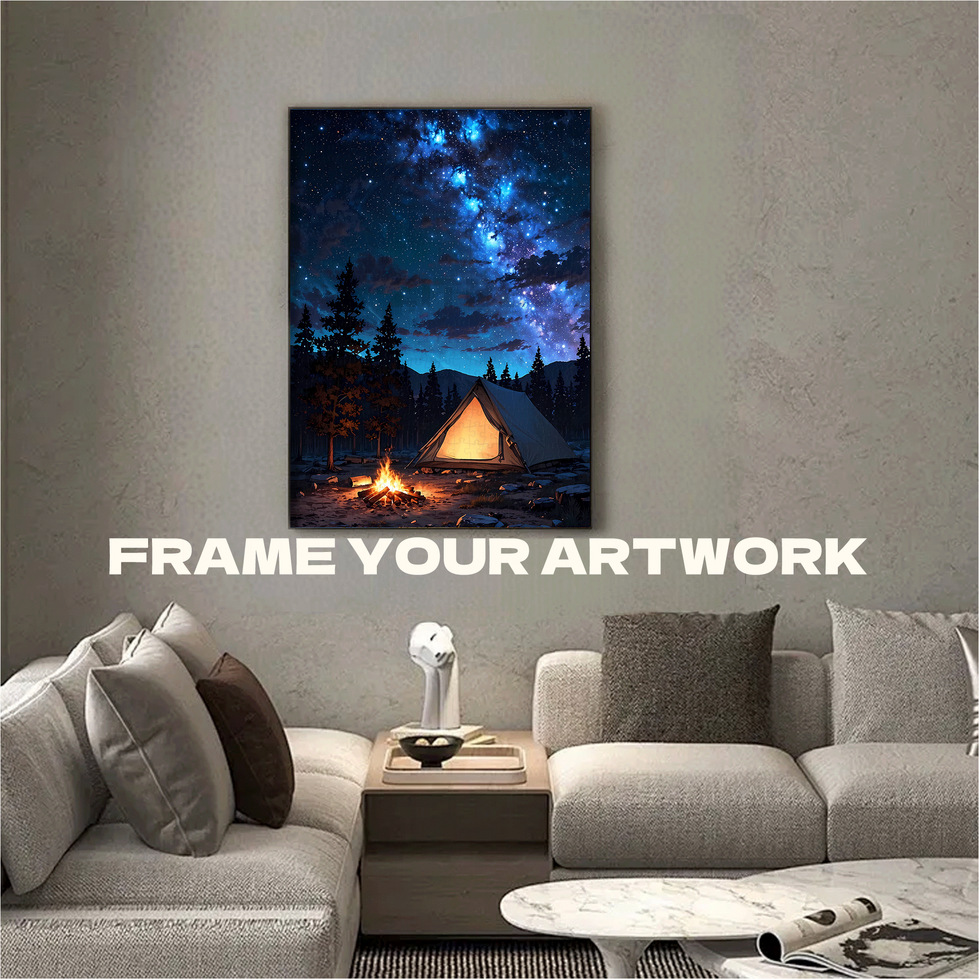 Star Campfire 500pcs/1000pcs Jigsaw Puzzle, Scratch-Resistant, Interactive Family Game & Brain-Boosting DIY Decor, Perfect for Halloween, Christmas & New Year Gifts, Family Puzzle Game