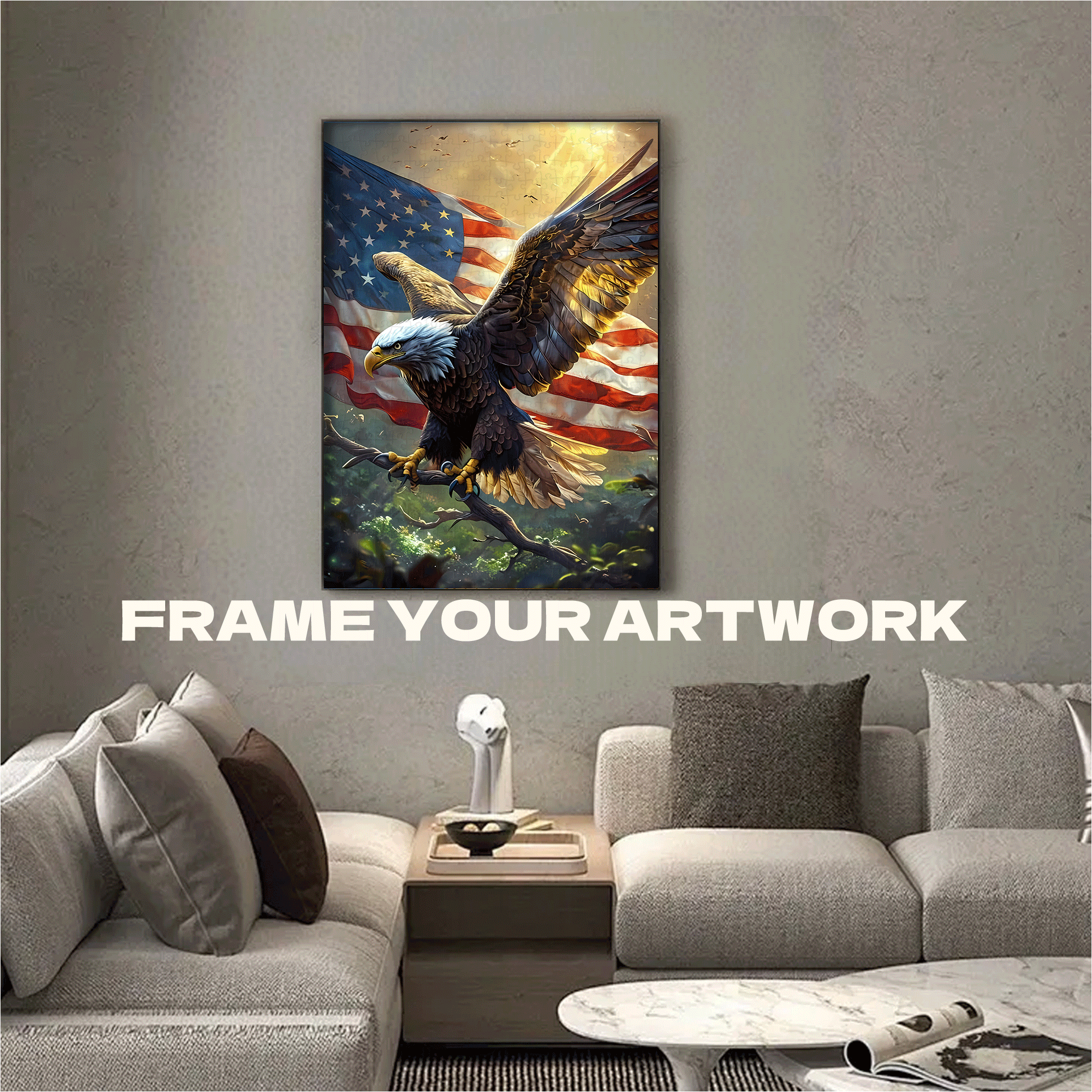 Star-Spangled Wings 500pcs/1000pcs Jigsaw Puzzle, Scratch-Resistant, Interactive Family Game & Brain-Boosting DIY Decor, Perfect for Halloween, Christmas & New Year Gifts, Family Puzzle Game
