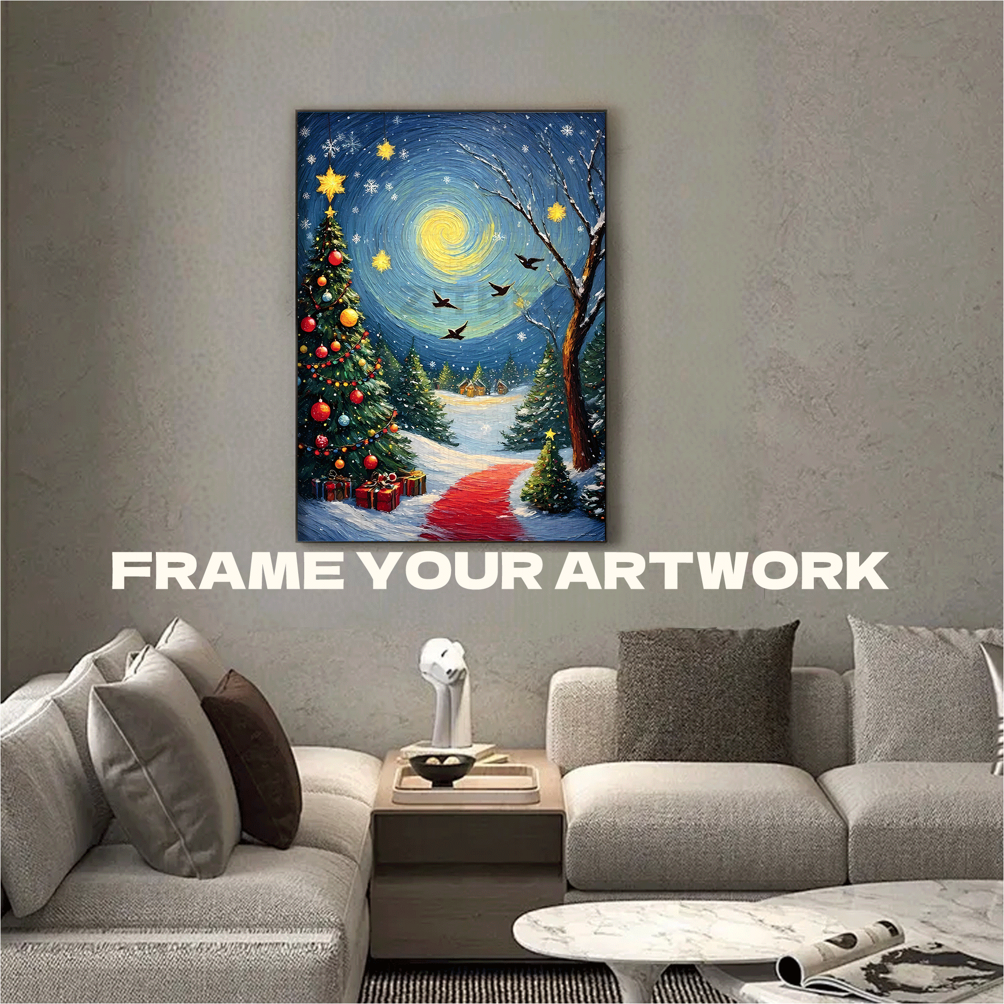 Starry Christmas Night 500pcs/1000pcs Jigsaw Puzzle, Scratch-Resistant, Interactive Family Game & Brain-Boosting DIY Decor, Perfect for Halloween, Christmas & New Year Gifts, Family Puzzle Game