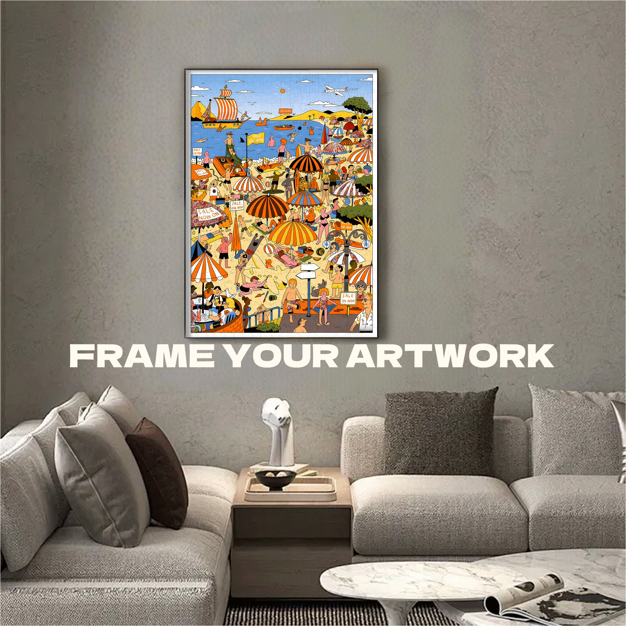 Summer Beach 500pcs/1000pcs Jigsaw Puzzle, Scratch-Resistant, Interactive Family Game & Brain-Boosting DIY Decor, Perfect for Halloween, Christmas & New Year Gifts, Family Puzzle Game