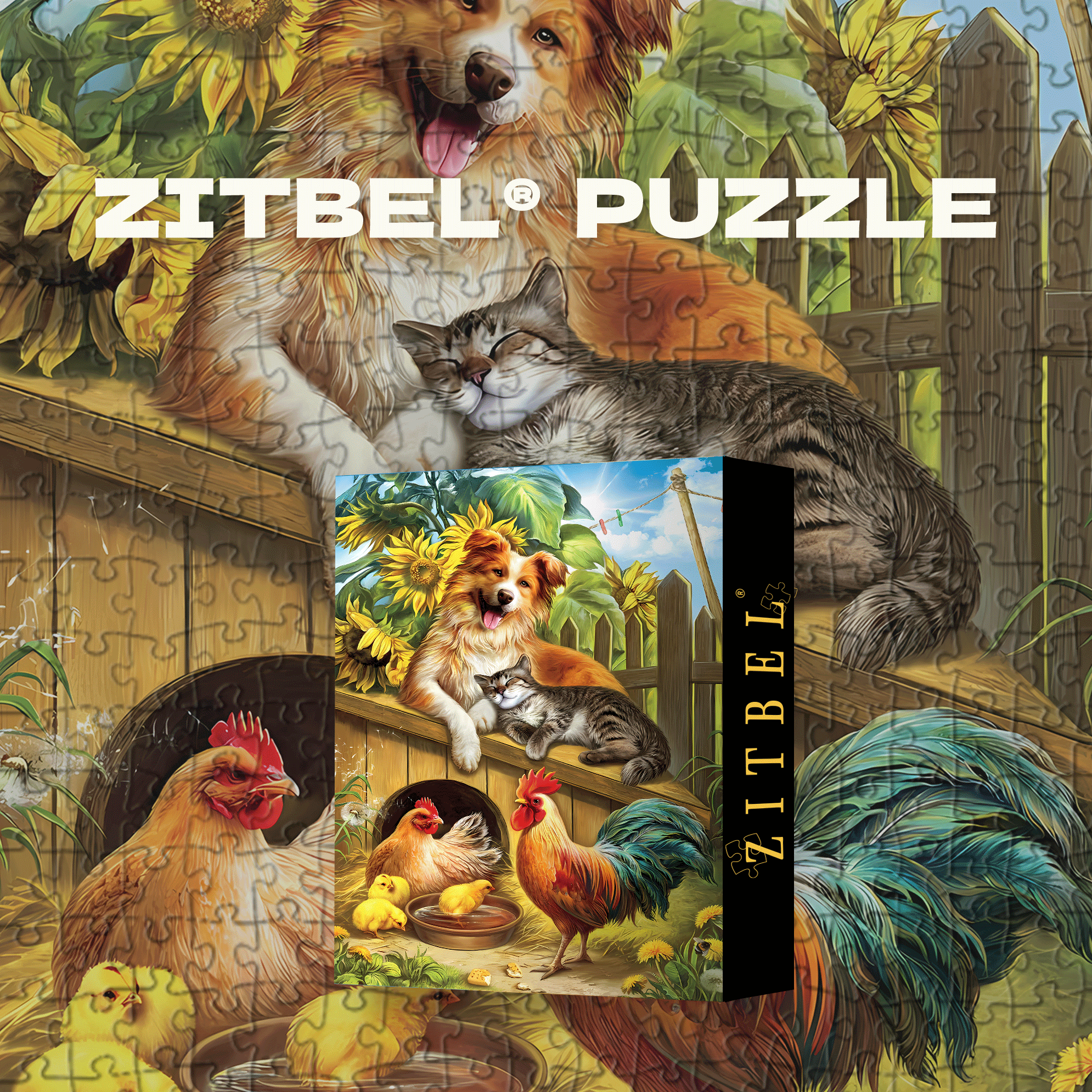 Summer Happy Farm Friends 500pcs/1000pcs Jigsaw Puzzle, Scratch-Resistant, Interactive Family Game & Brain-Boosting DIY Decor, Perfect for Halloween, Christmas & New Year Gifts, Family Puzzle Game