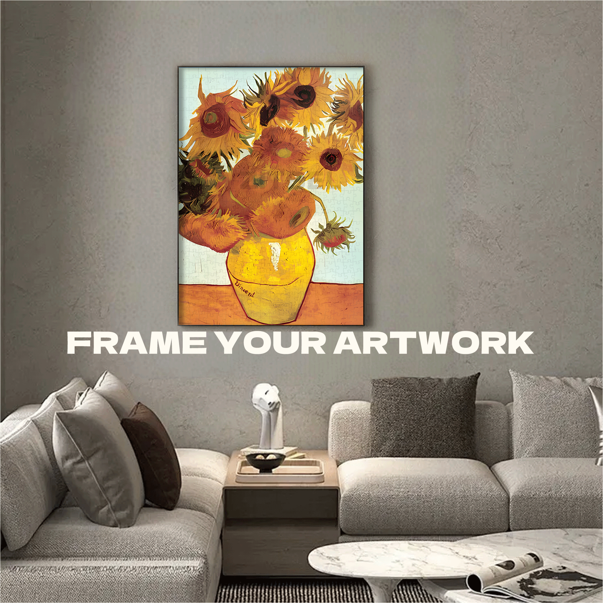 Twelve Sunflowers 500pcs/1000pcs Jigsaw Puzzle, Scratch-Resistant, Interactive Family Game & Brain-Boosting DIY Decor, Perfect for Halloween, Christmas & New Year Gifts, Family Puzzle Game