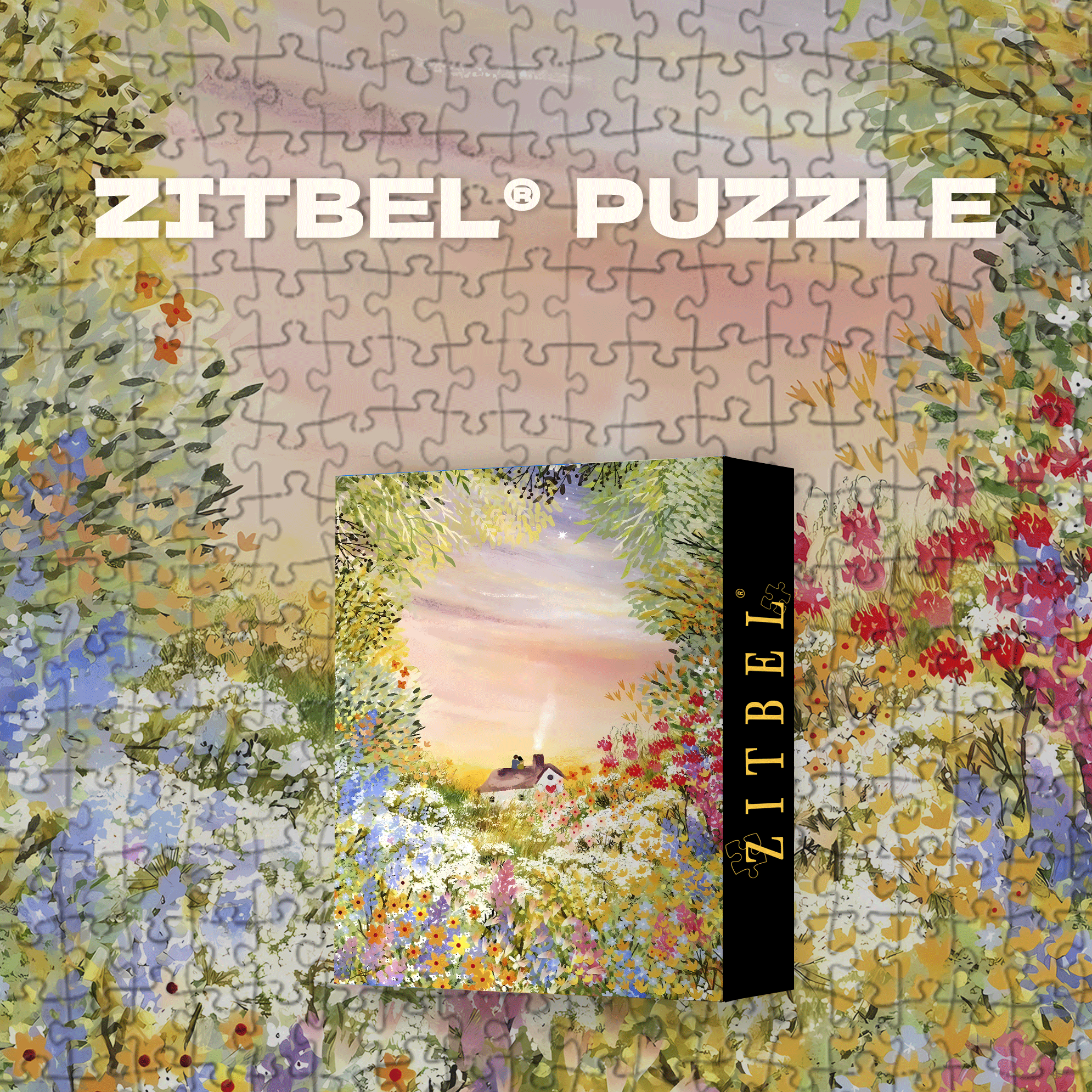 Twilight in the Flower Field 500pcs/1000pcs Jigsaw Puzzle, Scratch-Resistant, Interactive Family Game & Brain-Boosting DIY Decor, Perfect for Halloween, Christmas & New Year Gifts, Family Puzzle Game