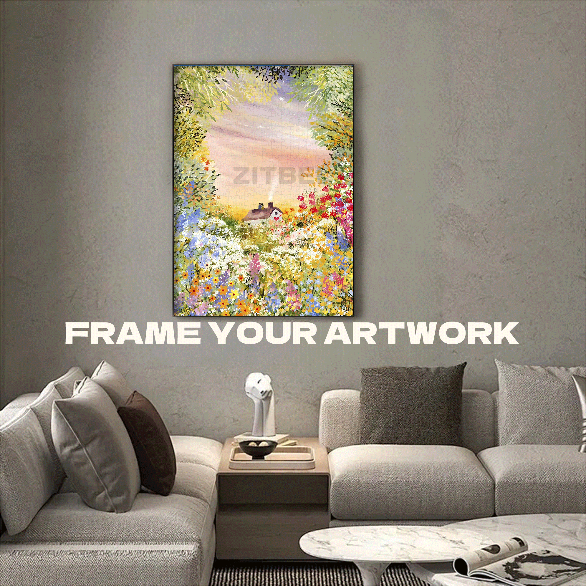 Twilight in the Flower Field 500pcs/1000pcs Jigsaw Puzzle, Scratch-Resistant, Interactive Family Game & Brain-Boosting DIY Decor, Perfect for Halloween, Christmas & New Year Gifts, Family Puzzle Game