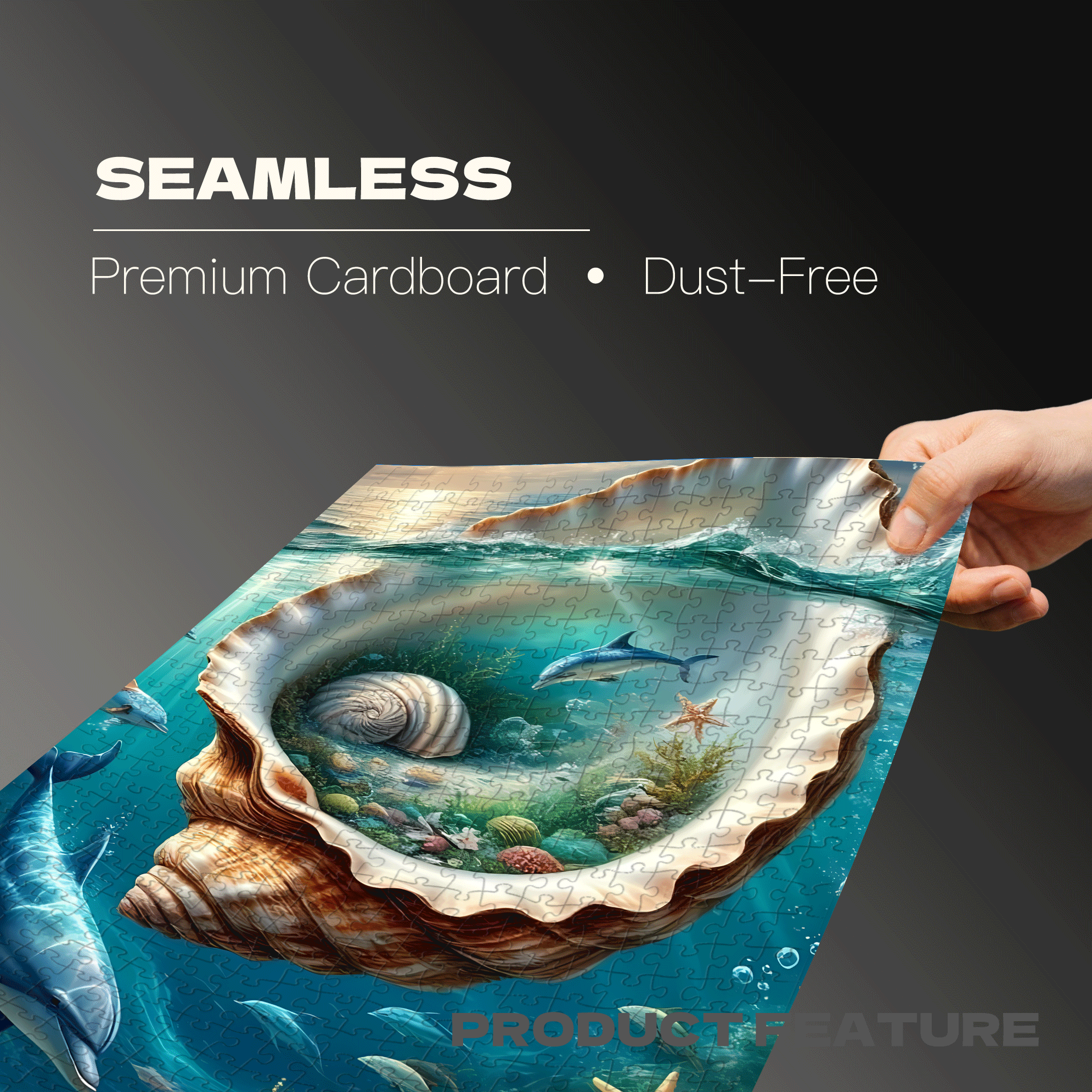 Underwater World Inside a Giant Seashell 500pcs/1000pcs Jigsaw Puzzle, Scratch-Resistant, Interactive Family Game & Brain-Boosting DIY Decor, Perfect for Halloween, Christmas & New Year Gifts, Family Puzzle Game