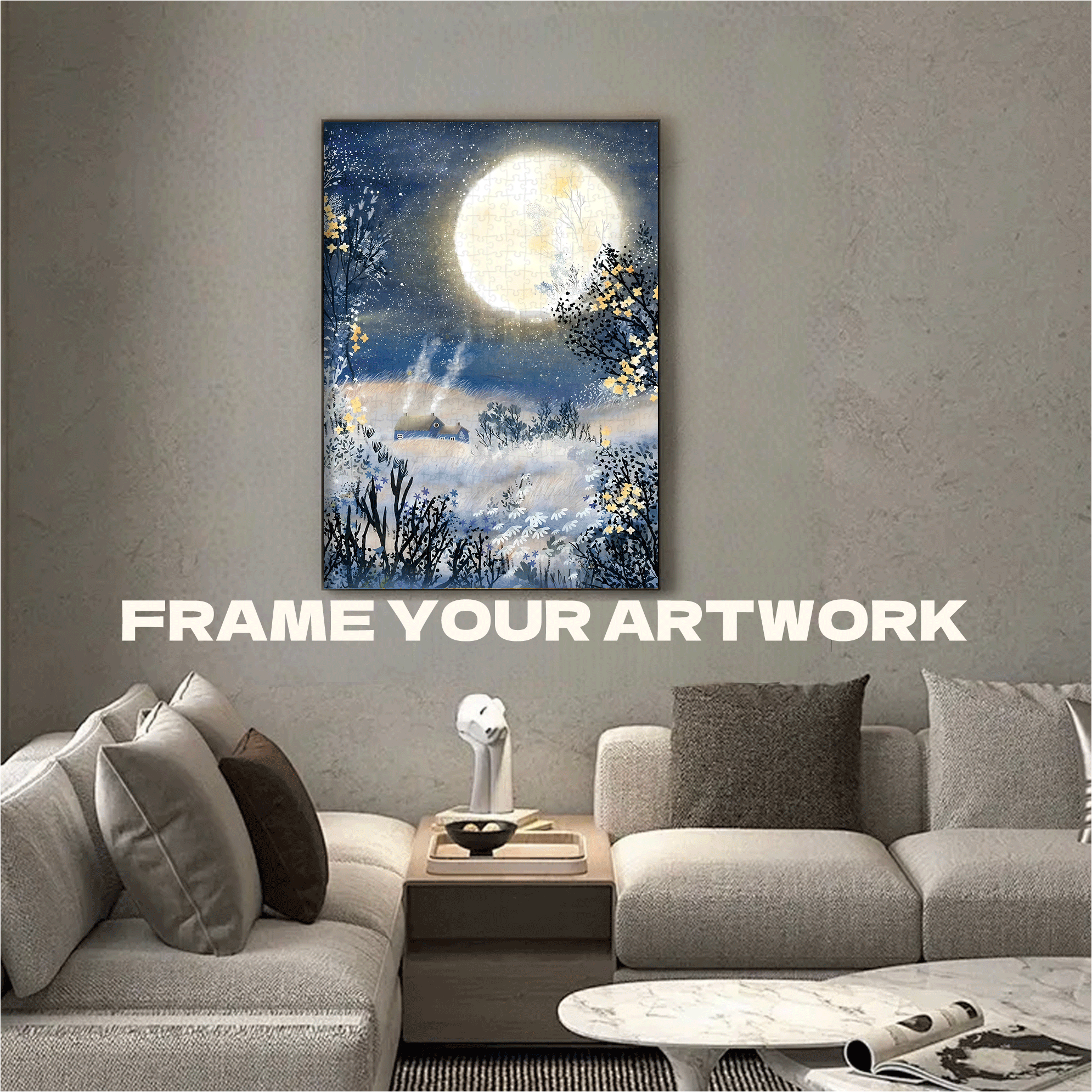 Warm Lights on a Snowy Night 500pcs/1000pcs Jigsaw Puzzle, Scratch-Resistant, Interactive Family Game & Brain-Boosting DIY Decor, Perfect for Halloween, Christmas & New Year Gifts, Family Puzzle Game