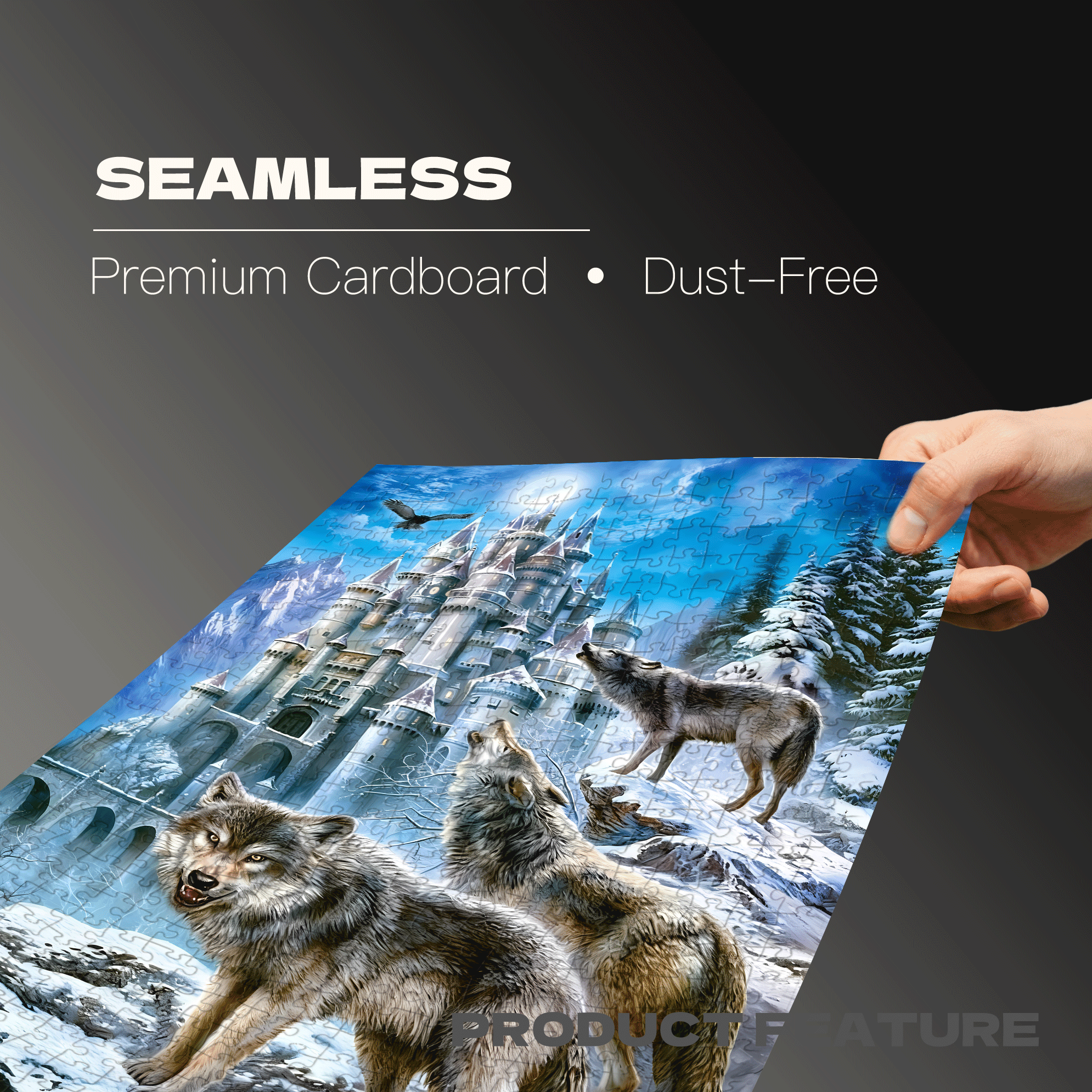 Wolves at the Ice Castle 500pcs/1000pcs Jigsaw Puzzle, Scratch-Resistant, Interactive Family Game & Brain-Boosting DIY Decor, Perfect for Halloween, Christmas & New Year Gifts, Family Puzzle Game