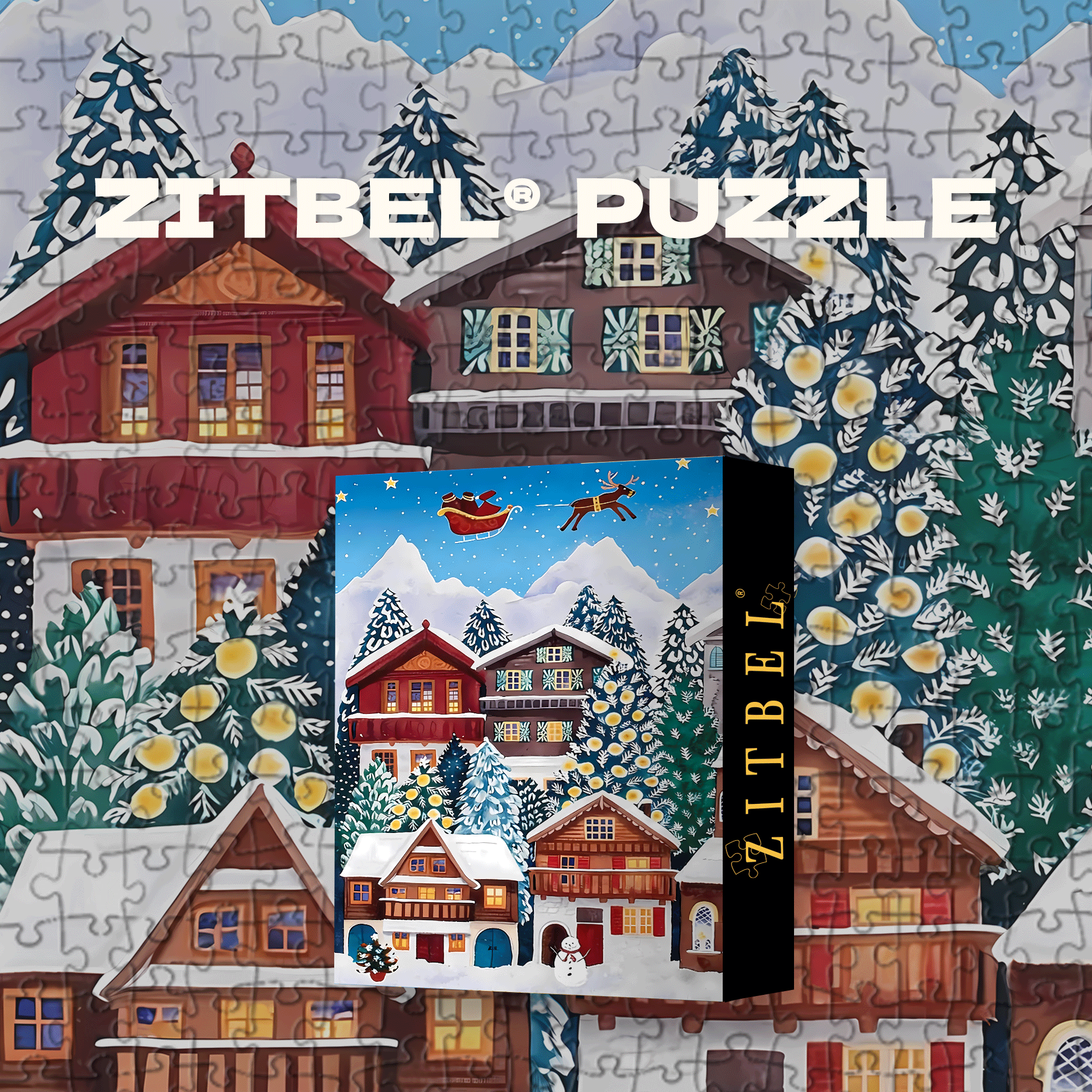 Yuletide Village 500pcs/1000pcs Jigsaw Puzzle, Scratch-Resistant, Interactive Family Game & Brain-Boosting DIY Decor, Perfect for Halloween, Christmas & New Year Gifts, Family Puzzle Game