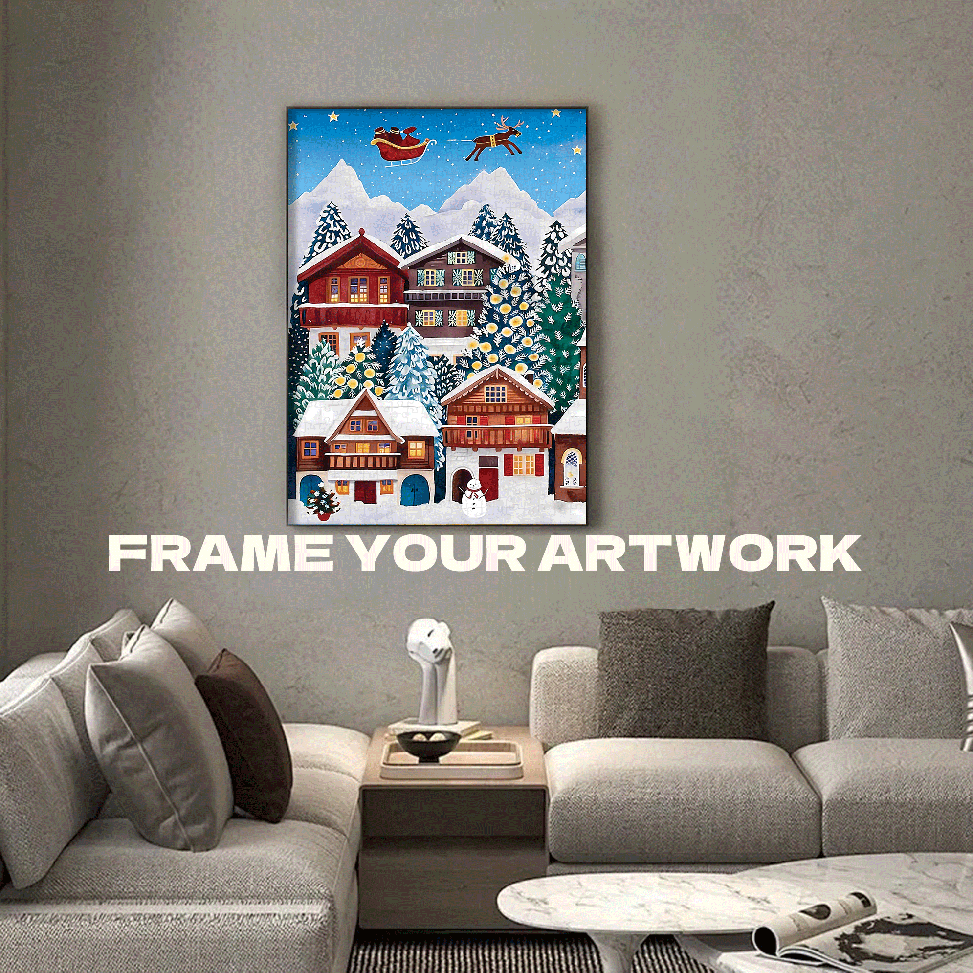 Yuletide Village 500pcs/1000pcs Jigsaw Puzzle, Scratch-Resistant, Interactive Family Game & Brain-Boosting DIY Decor, Perfect for Halloween, Christmas & New Year Gifts, Family Puzzle Game