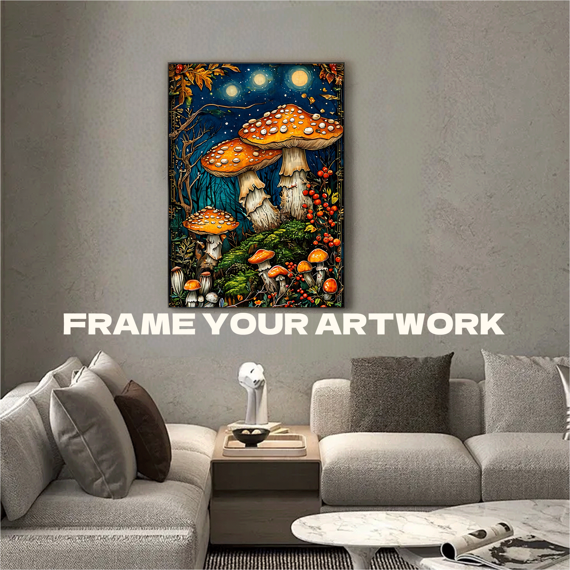 Enchanted Mushroom Grove Under Moonlight 500pcs/1000pcs Jigsaw Puzzle, Scratch-Resistant, Interactive Family Game & Brain-Boosting DIY Decor, Perfect for Halloween, Christmas & New Year Gifts, Family Puzzle Game