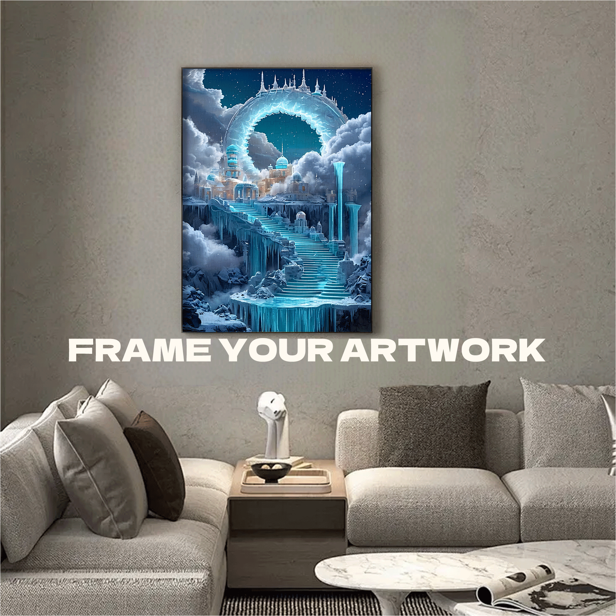 Fantasy City at the Gate of Ice and Snow 500pcs/1000pcs Jigsaw Puzzle, Scratch-Resistant, Interactive Family Game & Brain-Boosting DIY Decor, Perfect for Halloween, Christmas & New Year Gifts, Family Puzzle Game