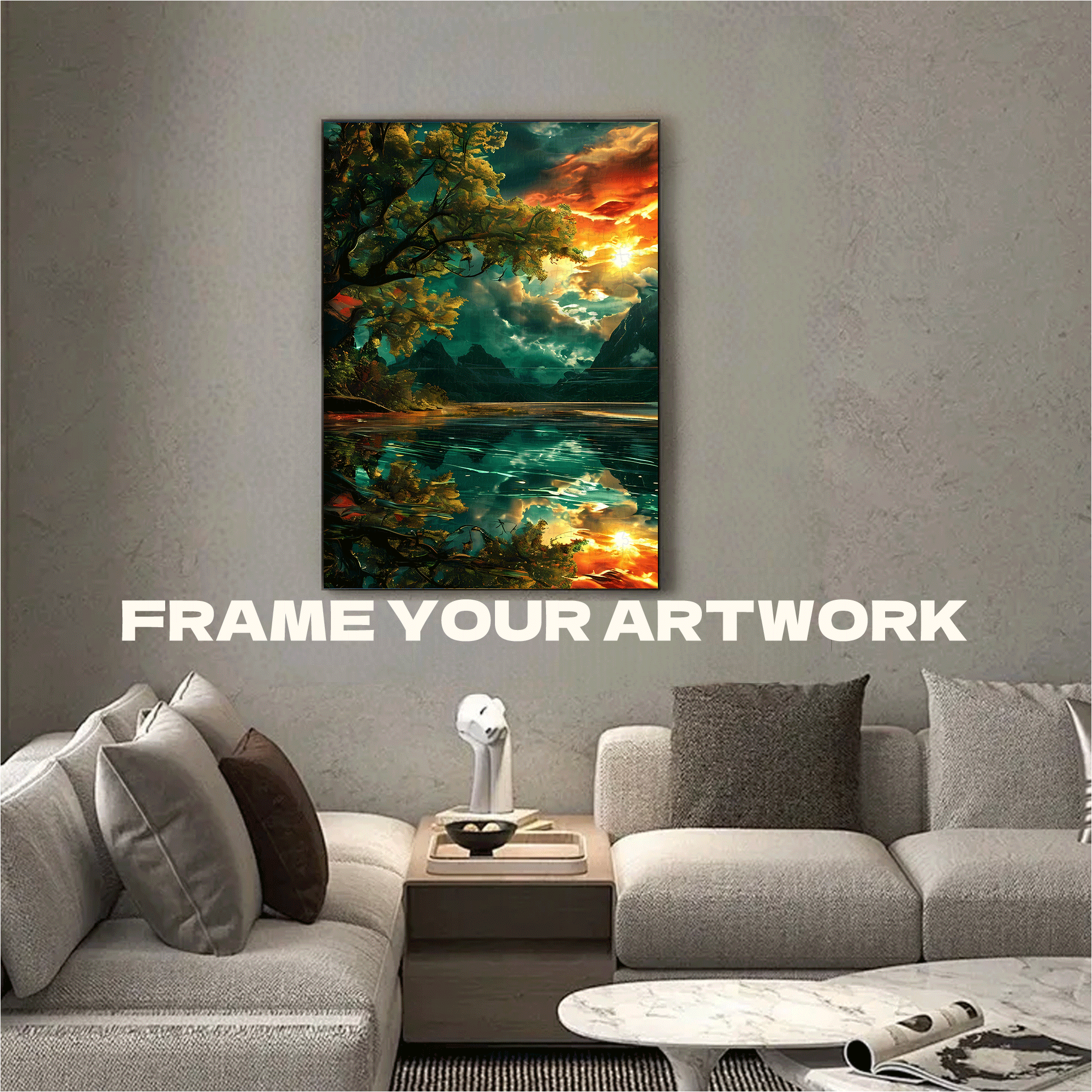 Fantasy Lake with Mirror Reflections 500pcs/1000pcs Jigsaw Puzzle, Scratch-Resistant, Interactive Family Game & Brain-Boosting DIY Decor, Perfect for Halloween, Christmas & New Year Gifts, Family Puzzle Game