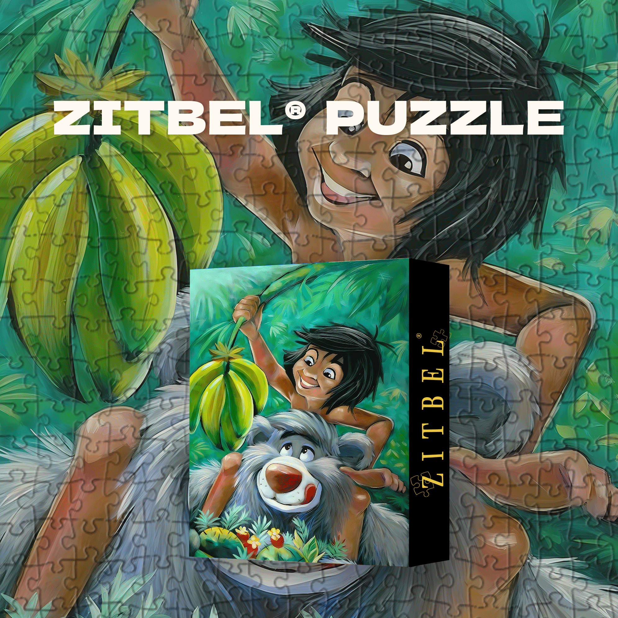 Jungle Boy and His Beloved Friend 500pcs/1000pcs Jigsaw Puzzle, Scratch-Resistant, Interactive Family Game & Brain-Boosting DIY Decor, Perfect for Halloween, Christmas & New Year Gifts, Family Puzzle Game