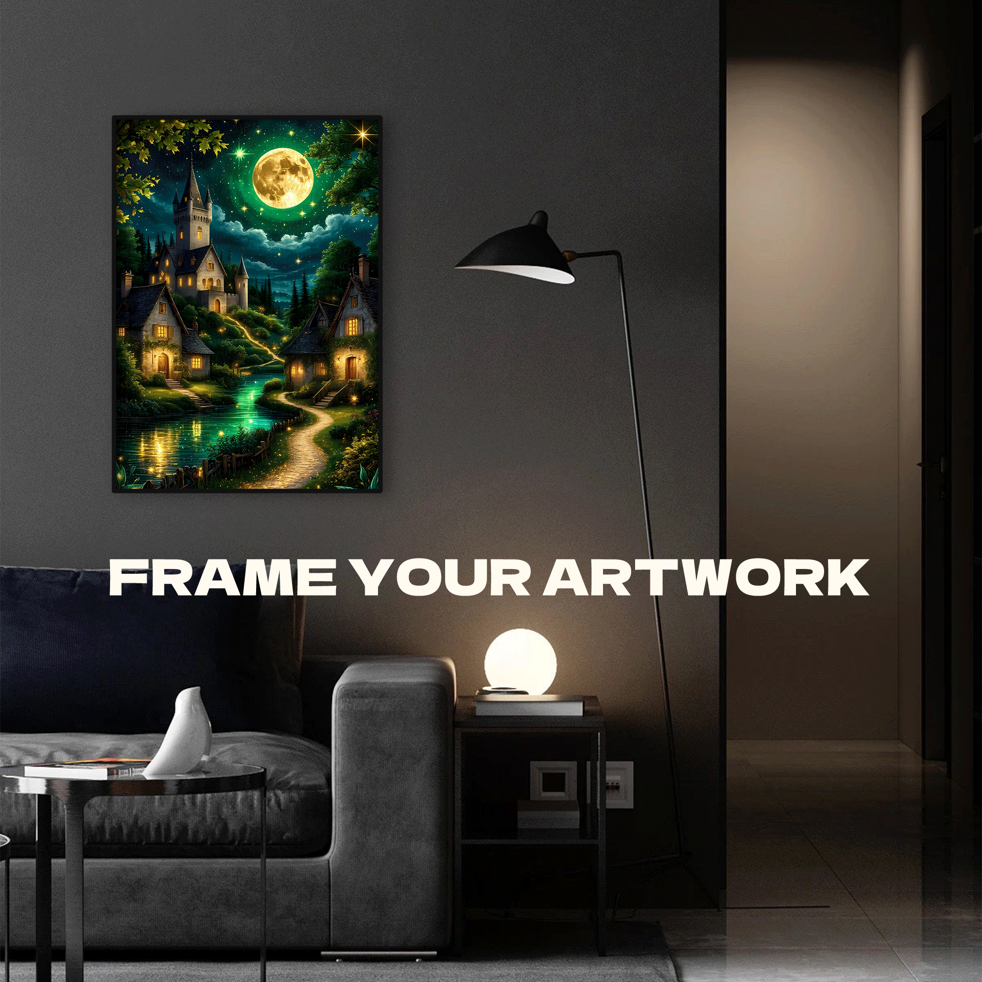 Moonlit Town with Glowing Fireflies 500pcs/1000pcs Jigsaw Puzzle, Scratch-Resistant, Interactive Family Game & Brain-Boosting DIY Decor, Perfect for Halloween, Christmas & New Year Gifts, Family Puzzle Game