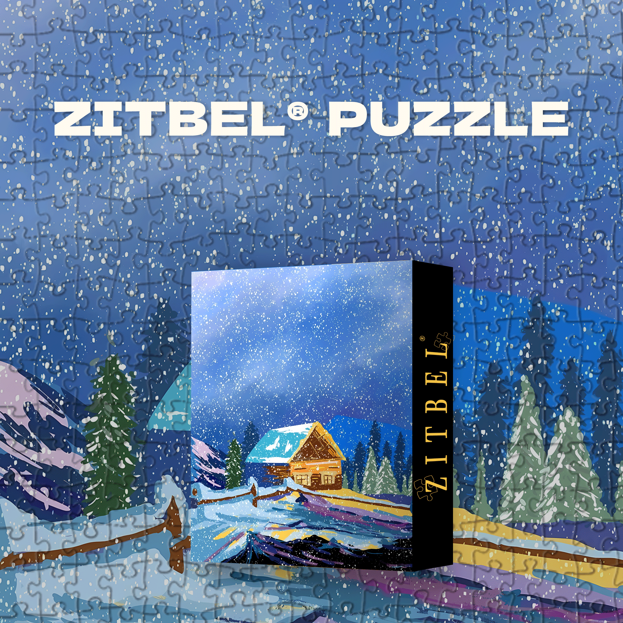 Mountain Cabin in a Snowy Night 500pcs/1000pcs Jigsaw Puzzle, Scratch-Resistant, Interactive Family Game & Brain-Boosting DIY Decor, Perfect for Halloween, Christmas & New Year Gifts, Family Puzzle Game