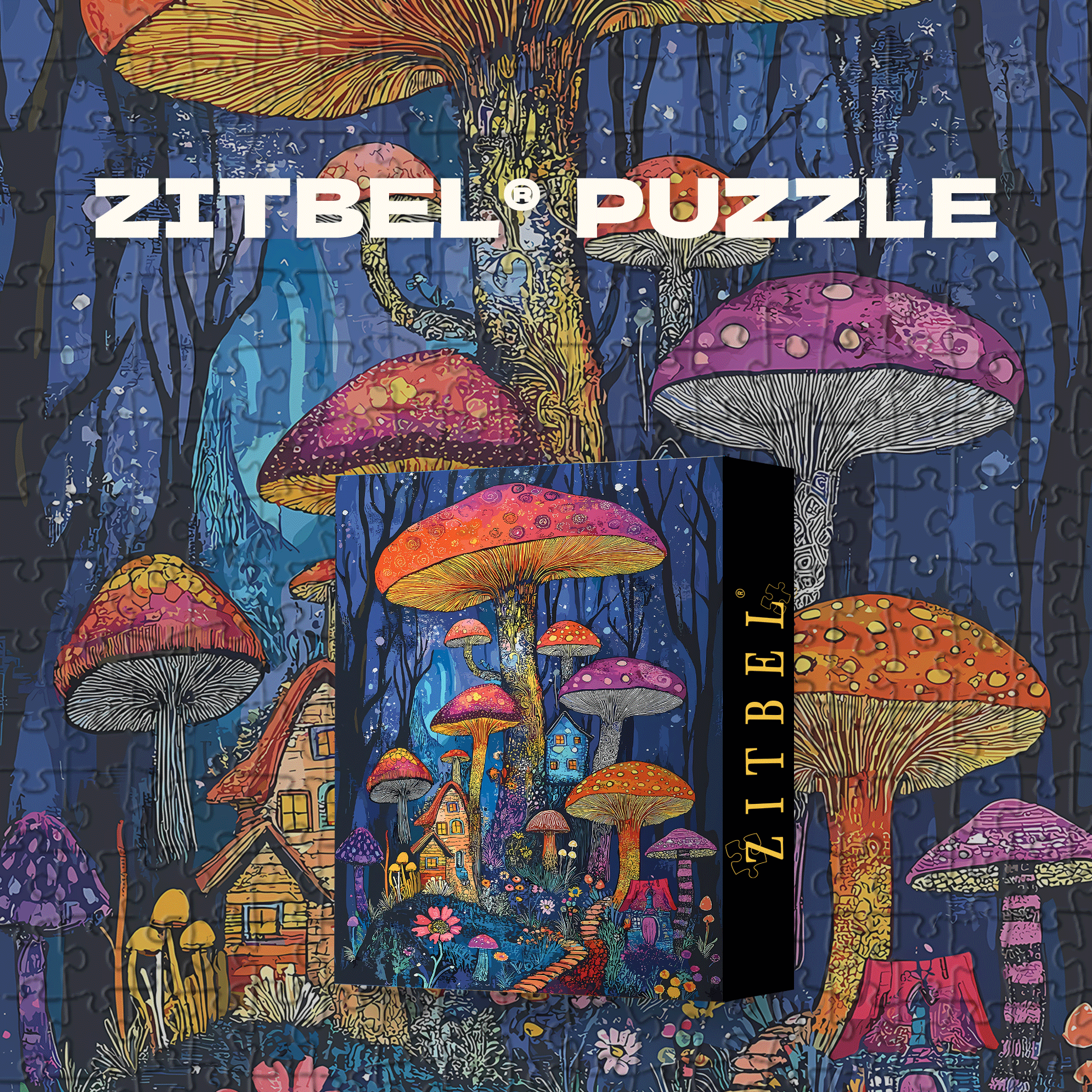Mushroom Forest 500pcs/1000pcs Jigsaw Puzzle, Scratch-Resistant, Interactive Family Game & Brain-Boosting DIY Decor, Perfect for Halloween, Christmas & New Year Gifts, Family Puzzle Game