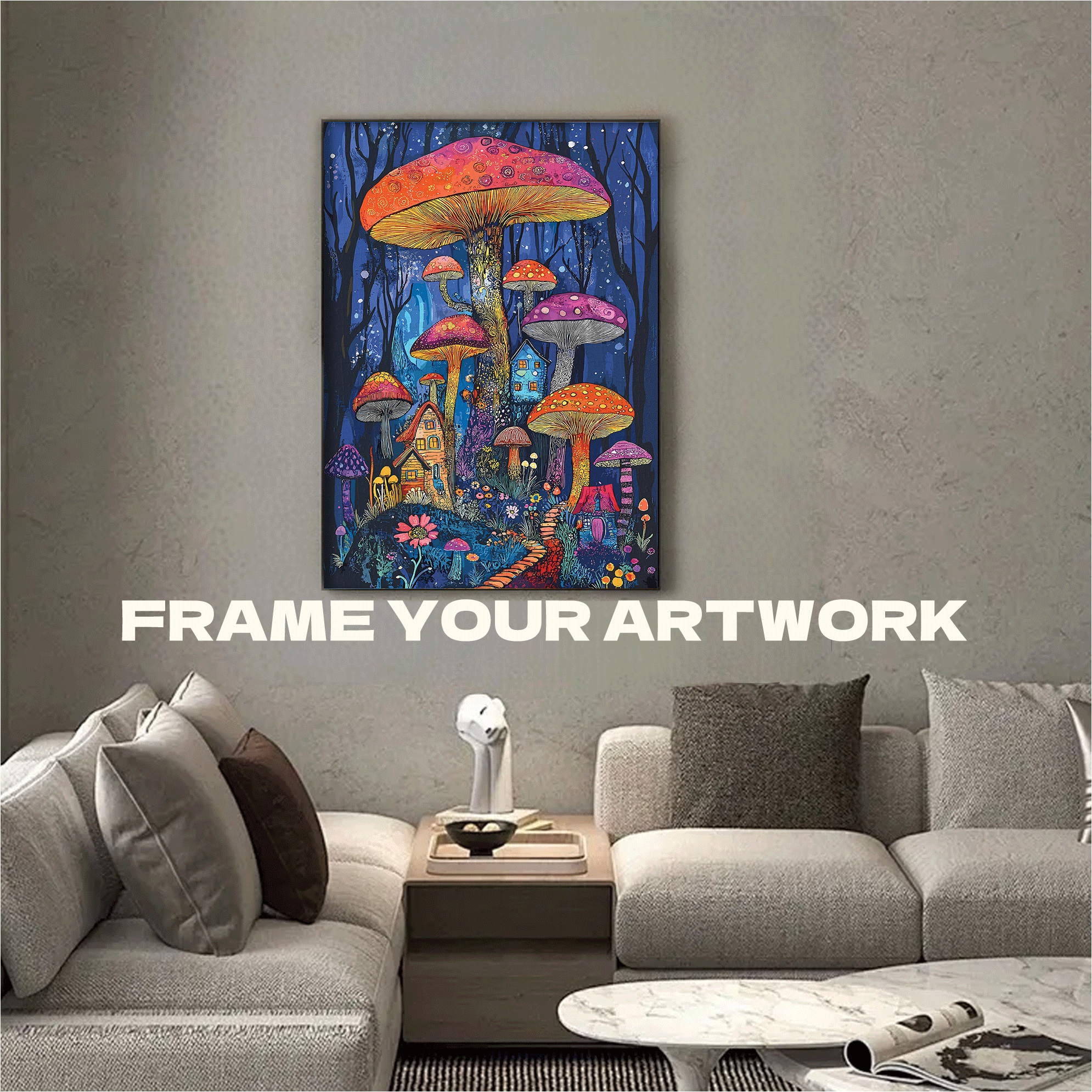 Mushroom Forest 500pcs/1000pcs Jigsaw Puzzle, Scratch-Resistant, Interactive Family Game & Brain-Boosting DIY Decor, Perfect for Halloween, Christmas & New Year Gifts, Family Puzzle Game