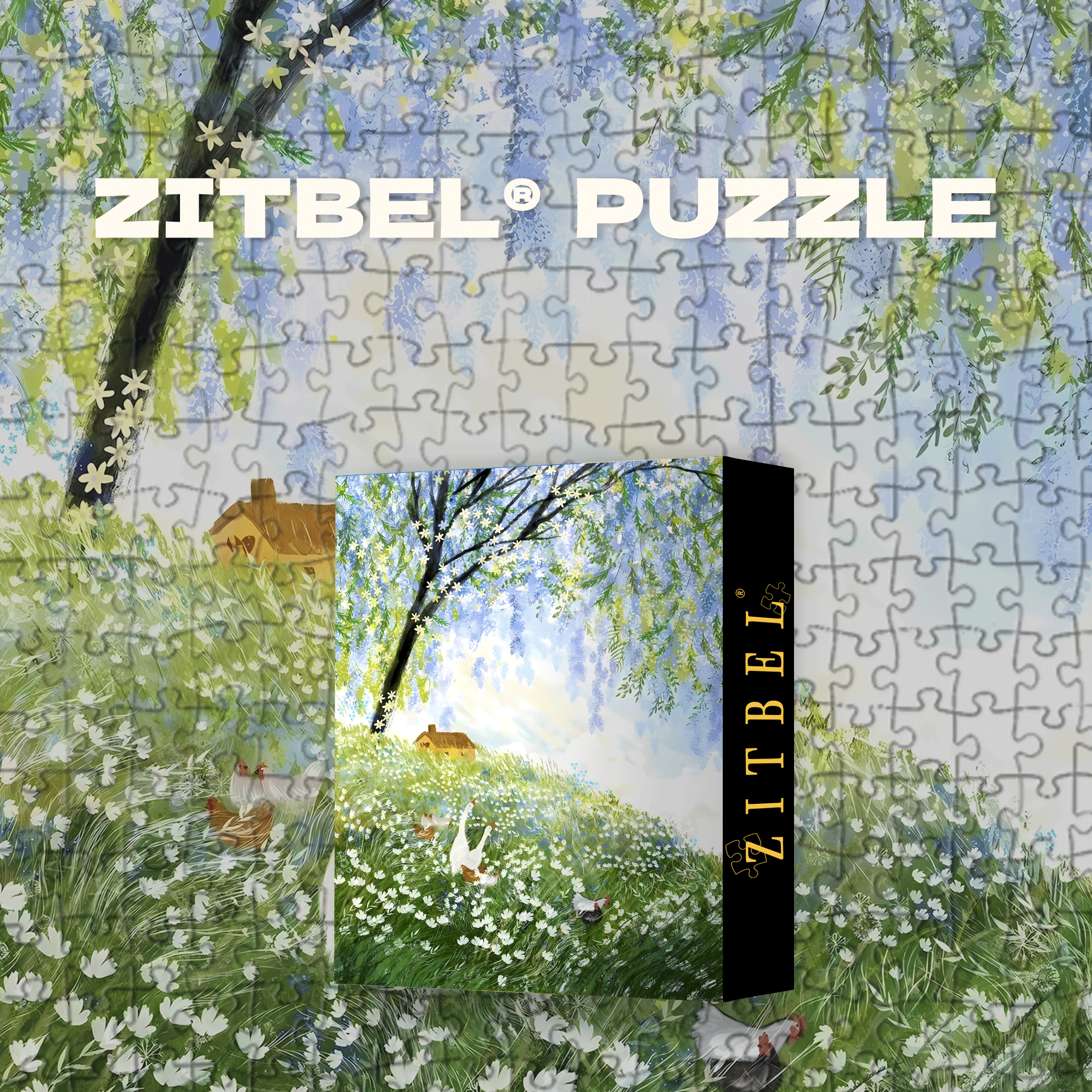 Pastoral under the Wisteria 500pcs/1000pcs Jigsaw Puzzle, Scratch-Resistant, Interactive Family Game & Brain-Boosting DIY Decor, Perfect for Halloween, Christmas & New Year Gifts, Family Puzzle Game