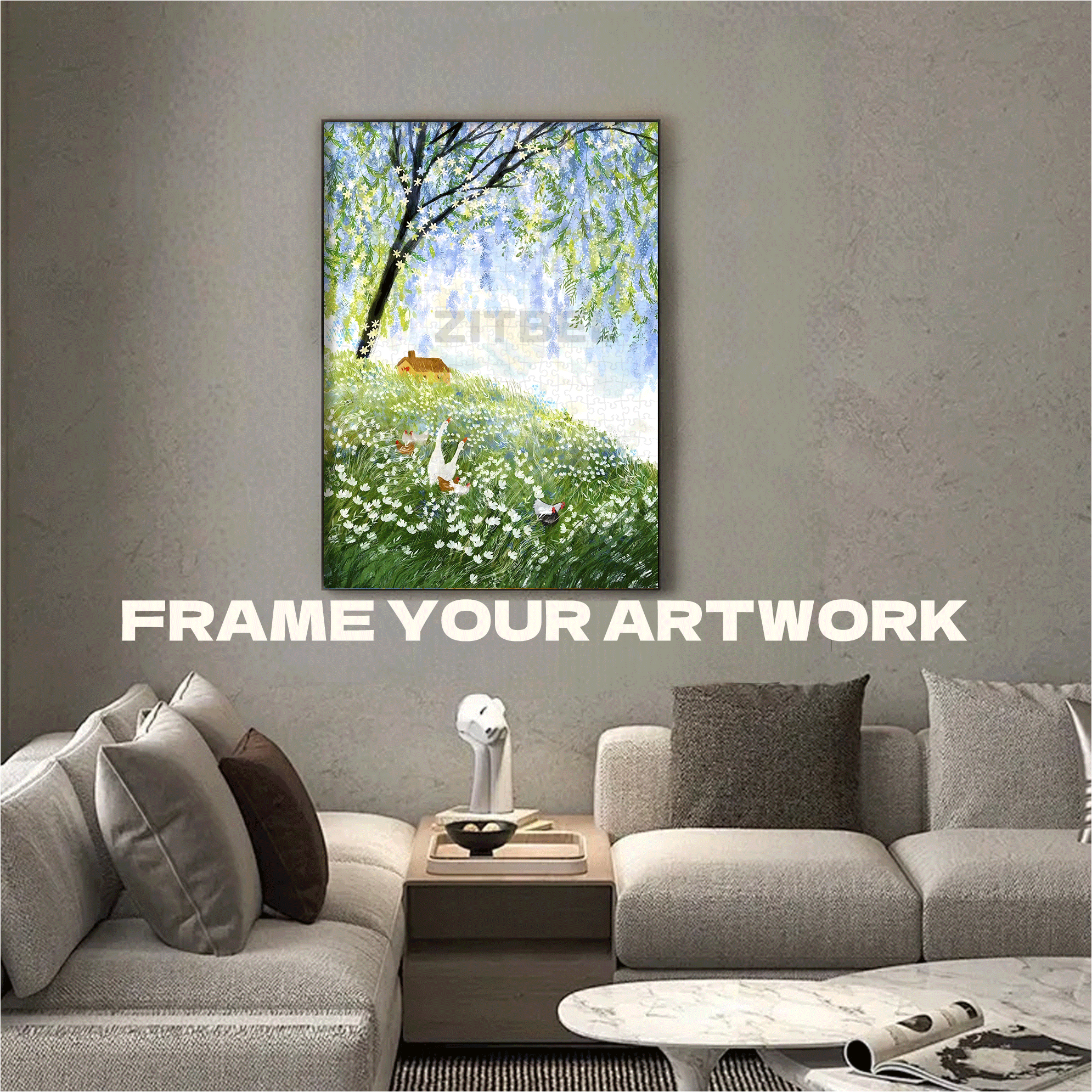 Pastoral under the Wisteria 500pcs/1000pcs Jigsaw Puzzle, Scratch-Resistant, Interactive Family Game & Brain-Boosting DIY Decor, Perfect for Halloween, Christmas & New Year Gifts, Family Puzzle Game