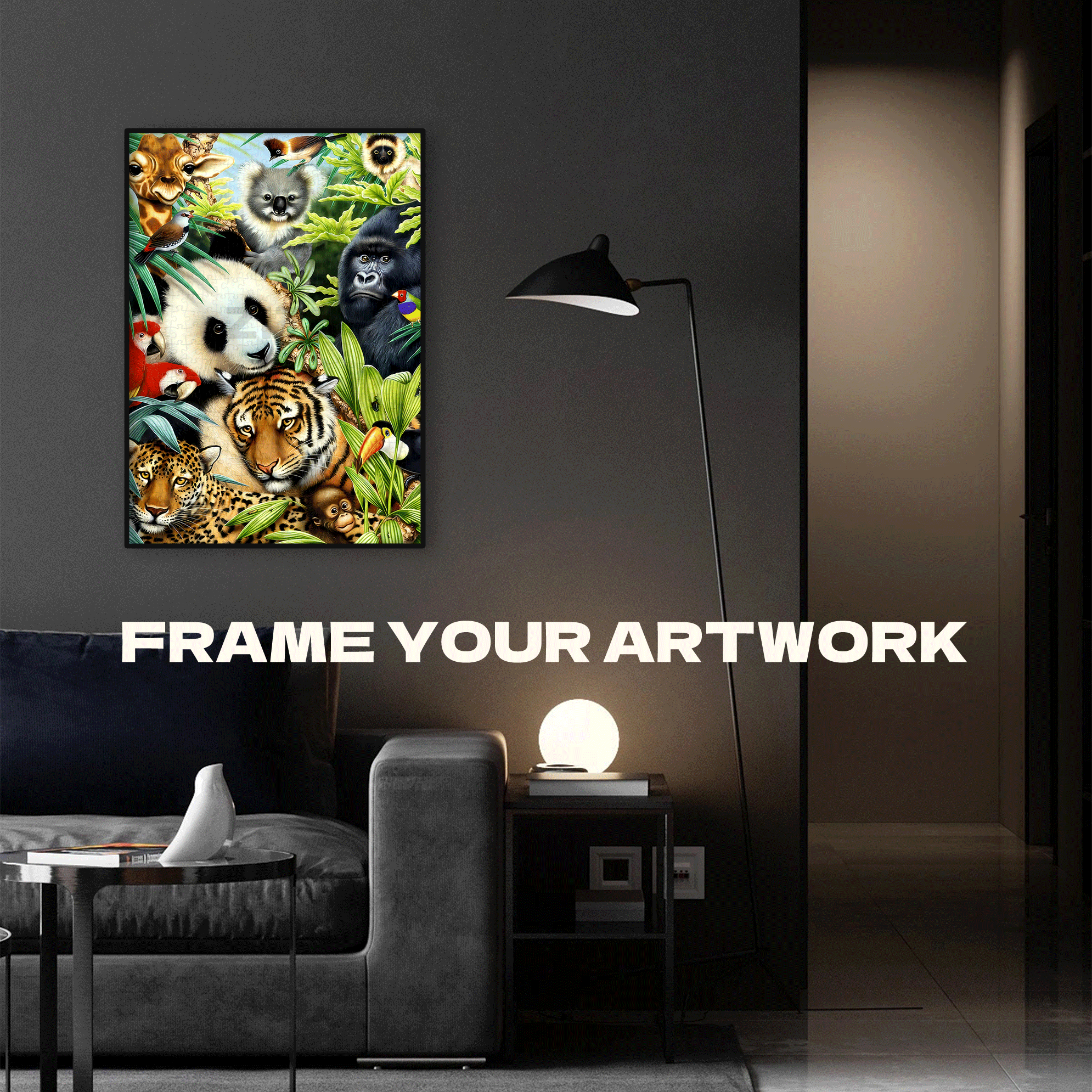 Rainforest Creatures 500pcs/1000pcs Jigsaw Puzzle, Scratch-Resistant, Interactive Family Game & Brain-Boosting DIY Decor, Perfect for Halloween, Christmas & New Year Gifts, Family Puzzle Game