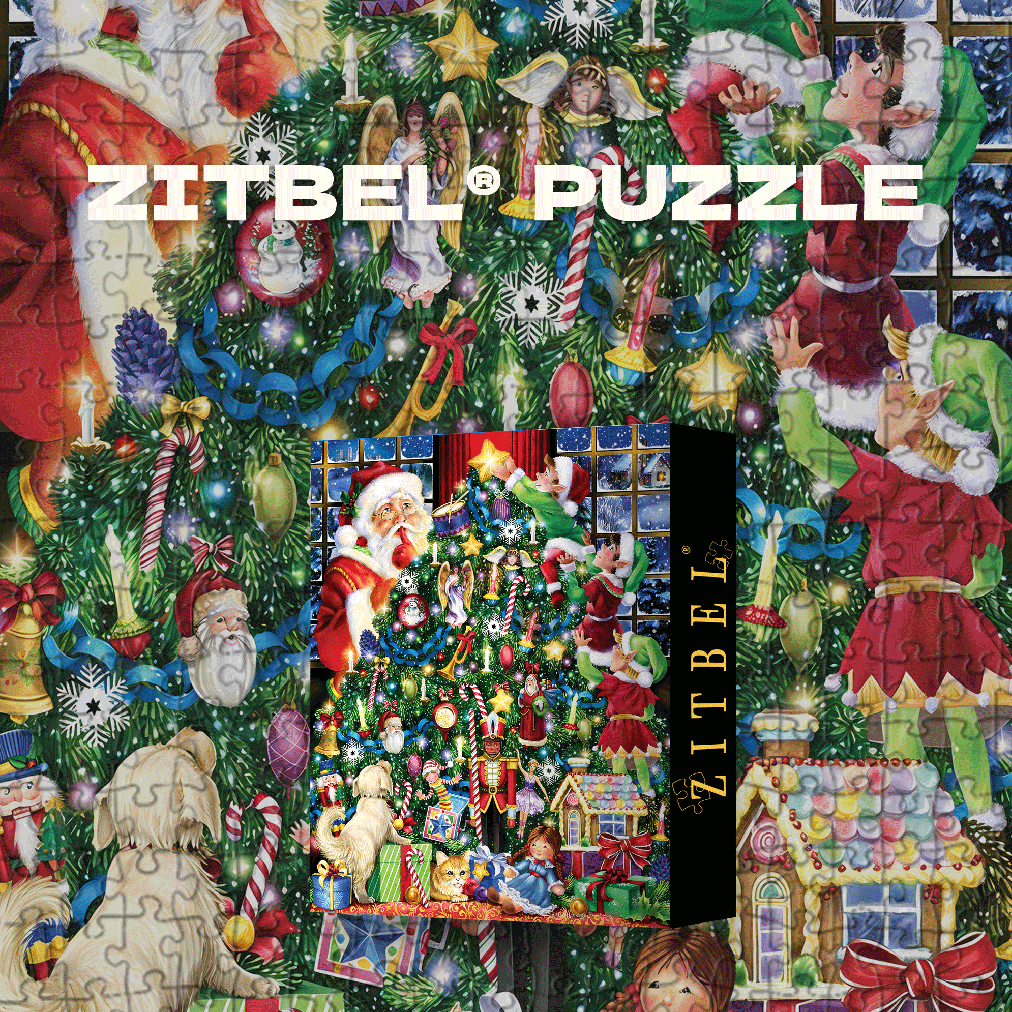 Secret Beneath the Christmas Tree 500pcs/1000pcs Jigsaw Puzzle, Scratch-Resistant, Interactive Family Game & Brain-Boosting DIY Decor, Perfect for Halloween, Christmas & New Year Gifts, Family Puzzle Game