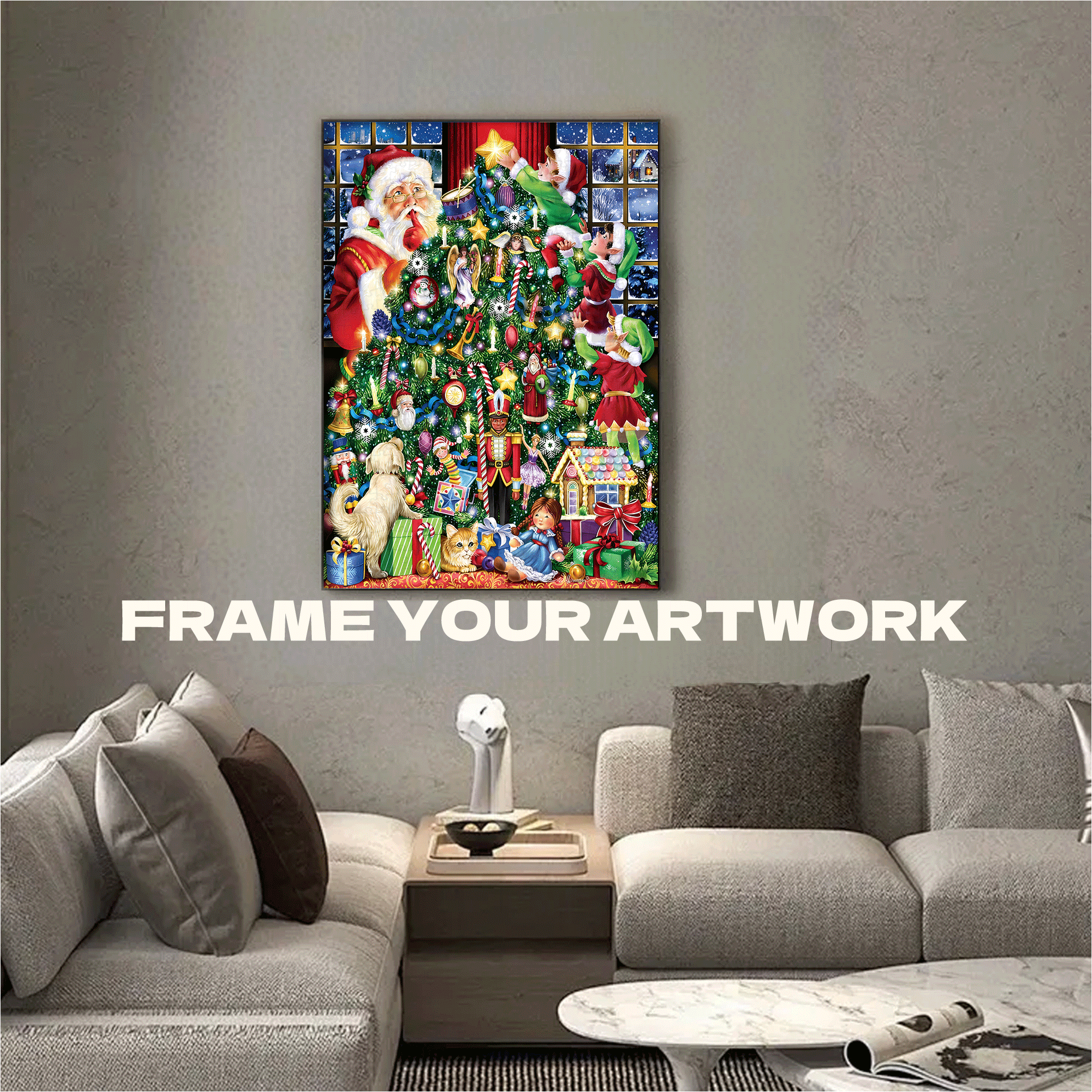 Secret Beneath the Christmas Tree 500pcs/1000pcs Jigsaw Puzzle, Scratch-Resistant, Interactive Family Game & Brain-Boosting DIY Decor, Perfect for Halloween, Christmas & New Year Gifts, Family Puzzle Game