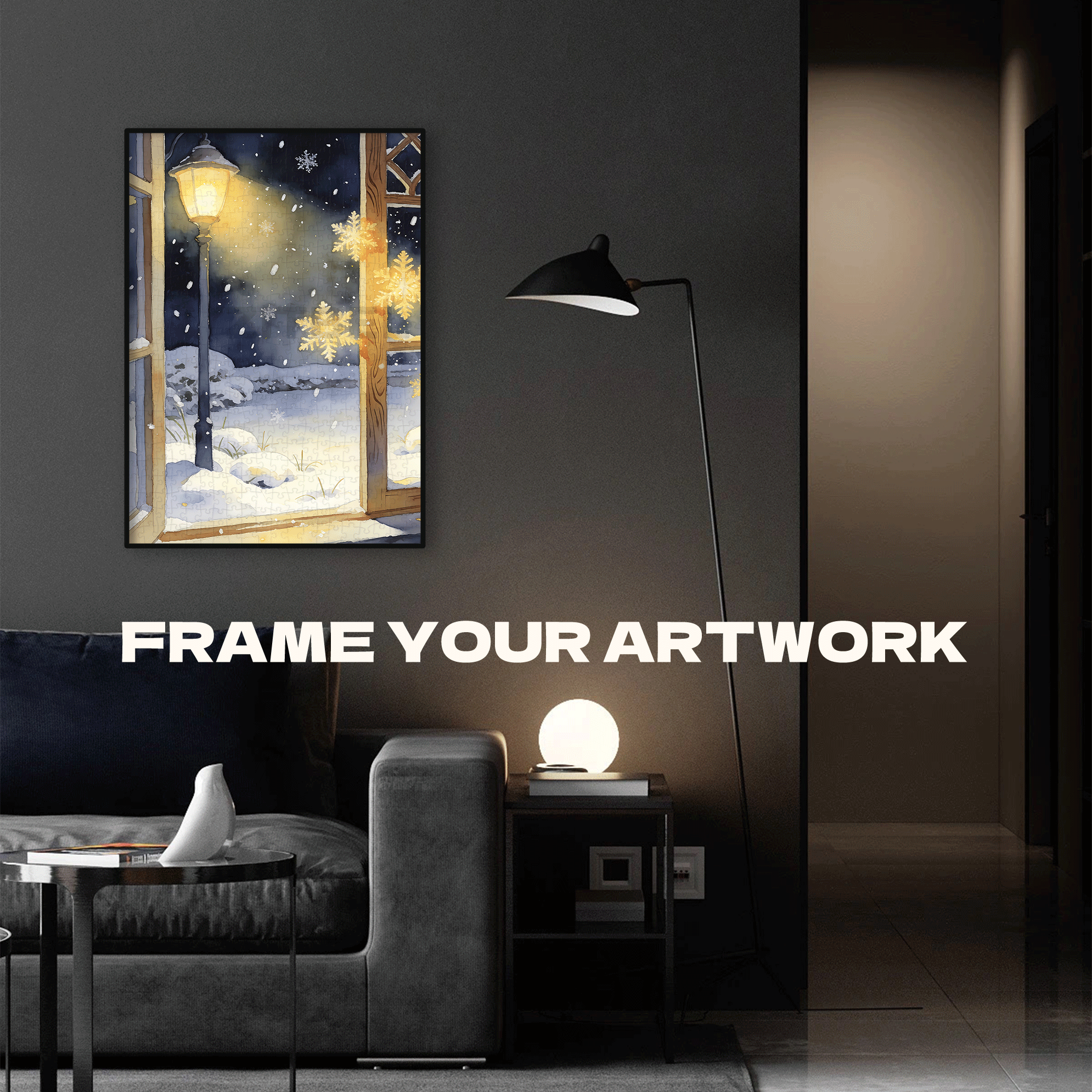 Snowlight by the Window 500pcs/1000pcs Jigsaw Puzzle, Scratch-Resistant, Interactive Family Game & Brain-Boosting DIY Decor, Perfect for Halloween, Christmas & New Year Gifts, Family Puzzle Game