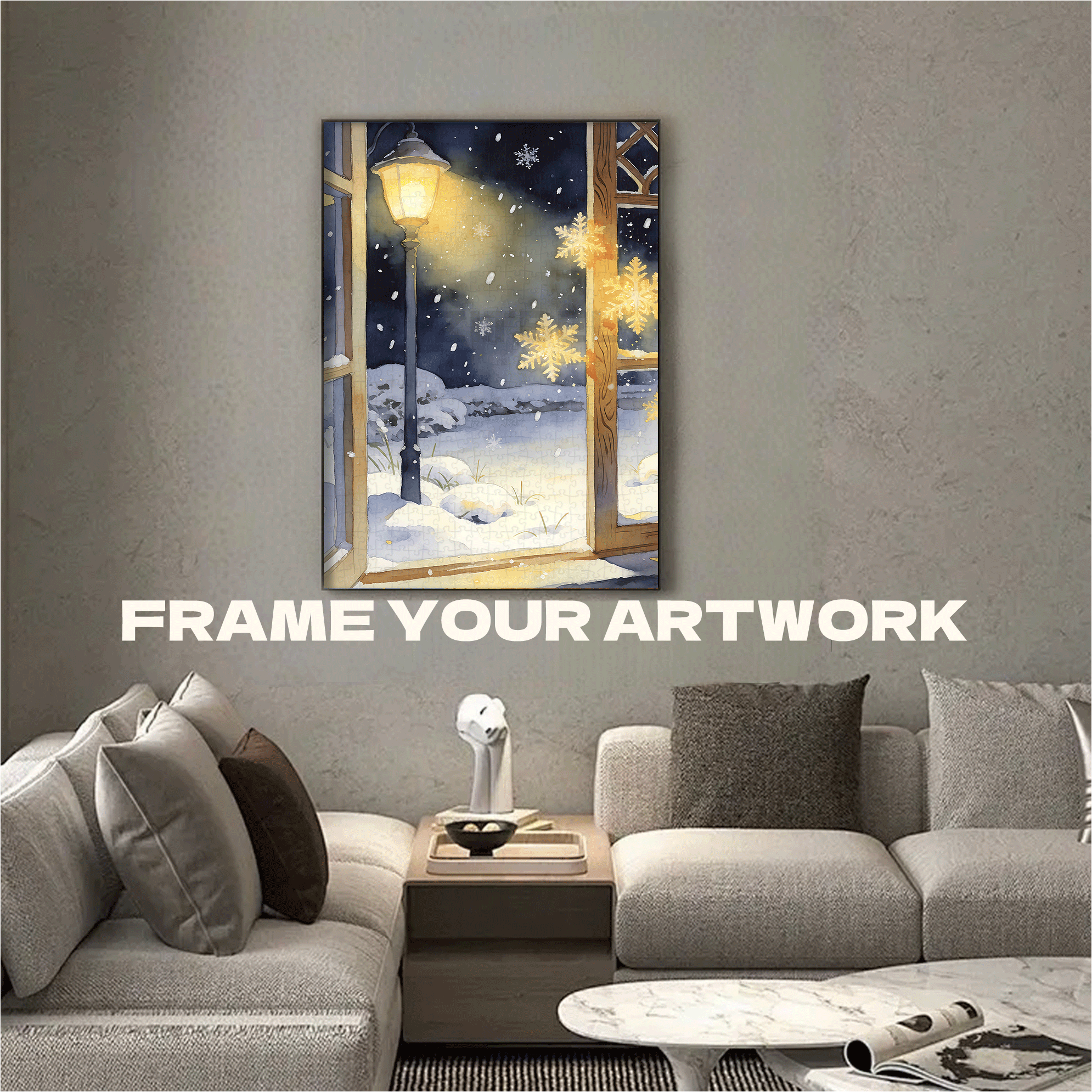 Snowlight by the Window 500pcs/1000pcs Jigsaw Puzzle, Scratch-Resistant, Interactive Family Game & Brain-Boosting DIY Decor, Perfect for Halloween, Christmas & New Year Gifts, Family Puzzle Game