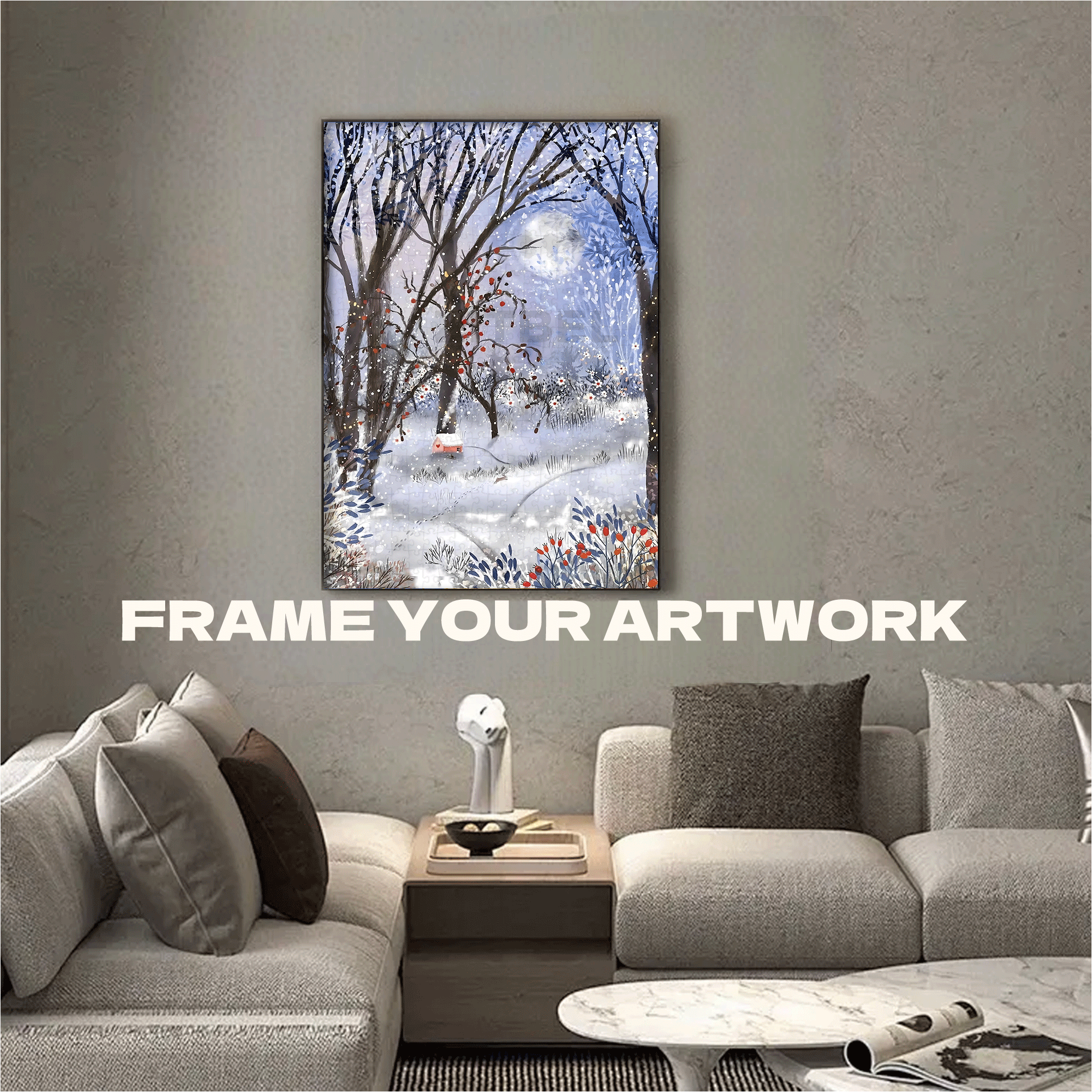 Snowy Night Cottage in the Woods 500pcs/1000pcs Jigsaw Puzzle, Scratch-Resistant, Interactive Family Game & Brain-Boosting DIY Decor, Perfect for Halloween, Christmas & New Year Gifts, Family Puzzle Game