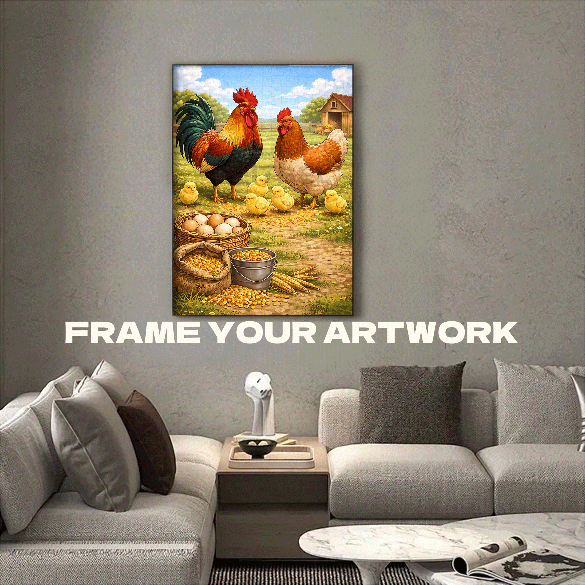 The Abundance of the Farmyard 500pcs/1000pcs Jigsaw Puzzle, Scratch-Resistant, Interactive Family Game & Brain-Boosting DIY Decor, Perfect for Halloween, Christmas & New Year Gifts, Family Puzzle Game