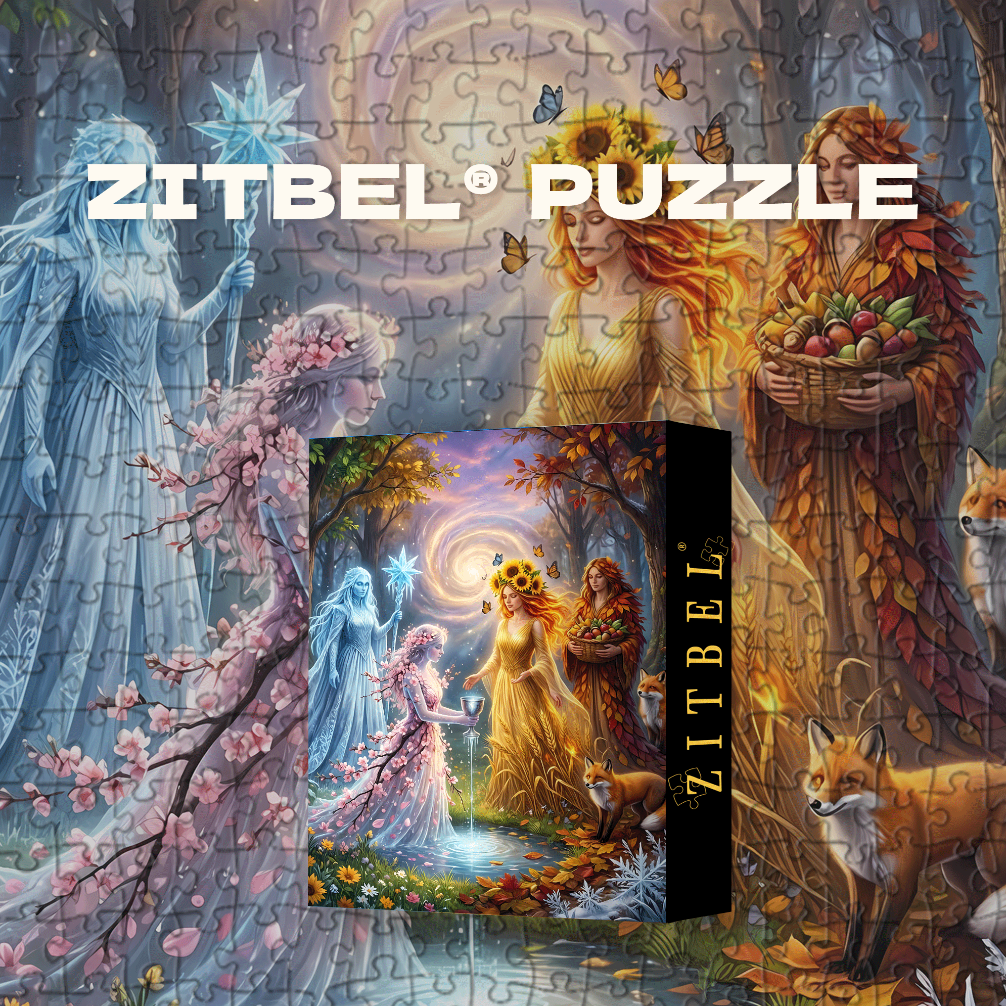 The Covenant Of The Four Seasons Goddesses 500pcs/1000pcs Jigsaw Puzzle, Scratch-Resistant, Interactive Family Game & Brain-Boosting DIY Decor, Perfect for Halloween, Christmas & New Year Gifts, Family Puzzle Game