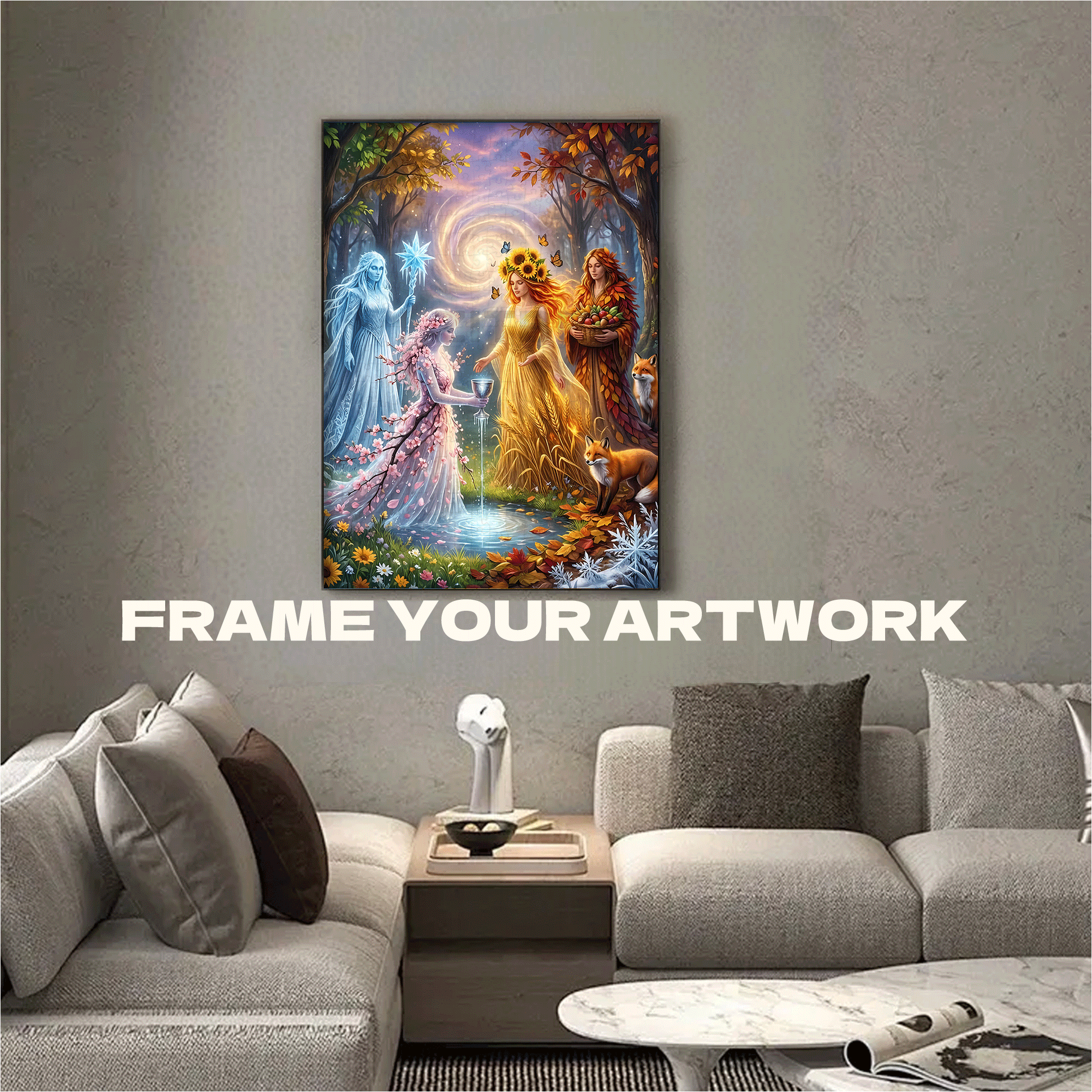 The Covenant Of The Four Seasons Goddesses 500pcs/1000pcs Jigsaw Puzzle, Scratch-Resistant, Interactive Family Game & Brain-Boosting DIY Decor, Perfect for Halloween, Christmas & New Year Gifts, Family Puzzle Game