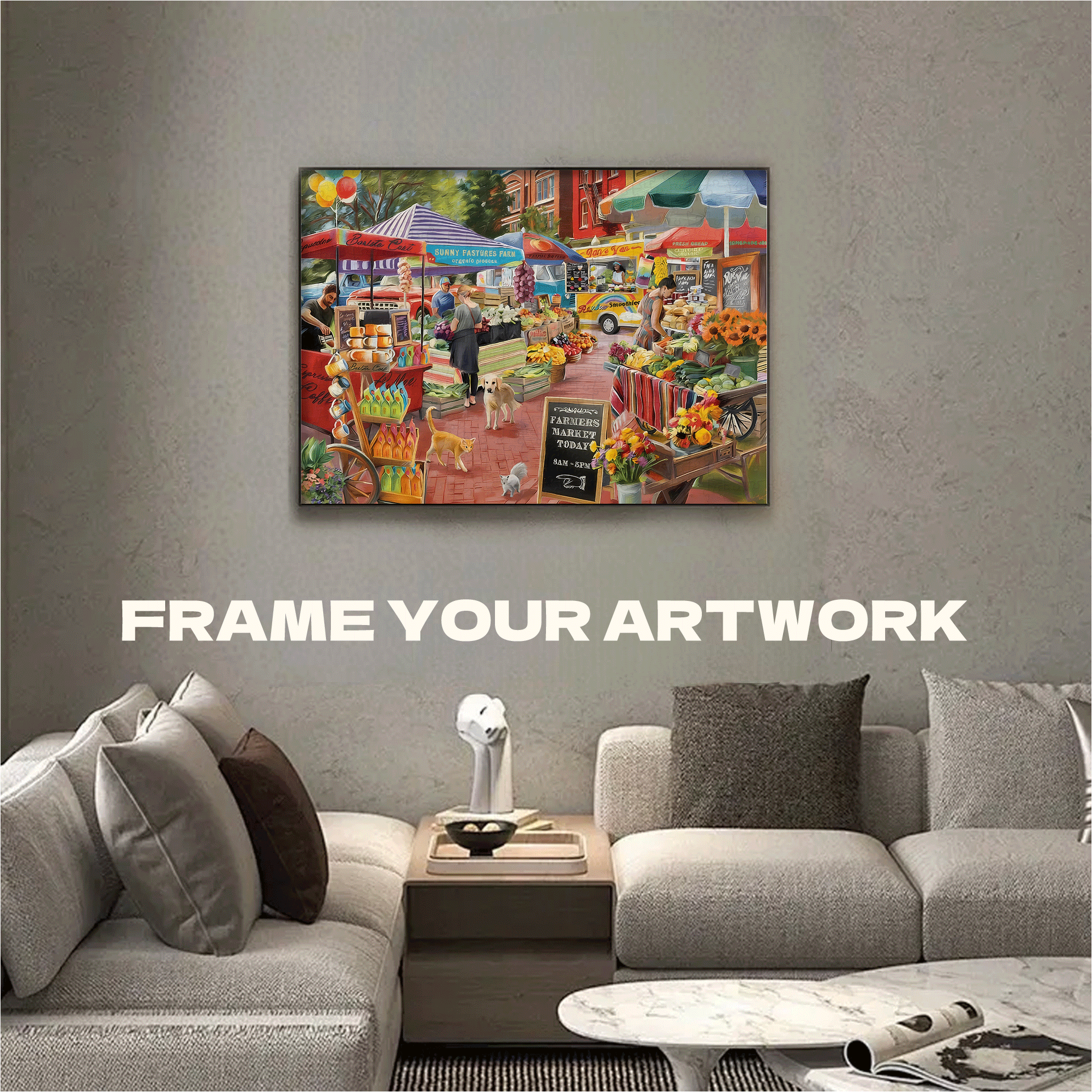 A Day at the Farmer's Market 500pcs/1000pcs Jigsaw Puzzle, Scratch-Resistant, Interactive Family Game & Brain-Boosting DIY Decor, Perfect for Halloween, Christmas & New Year Gifts, Family Puzzle Game