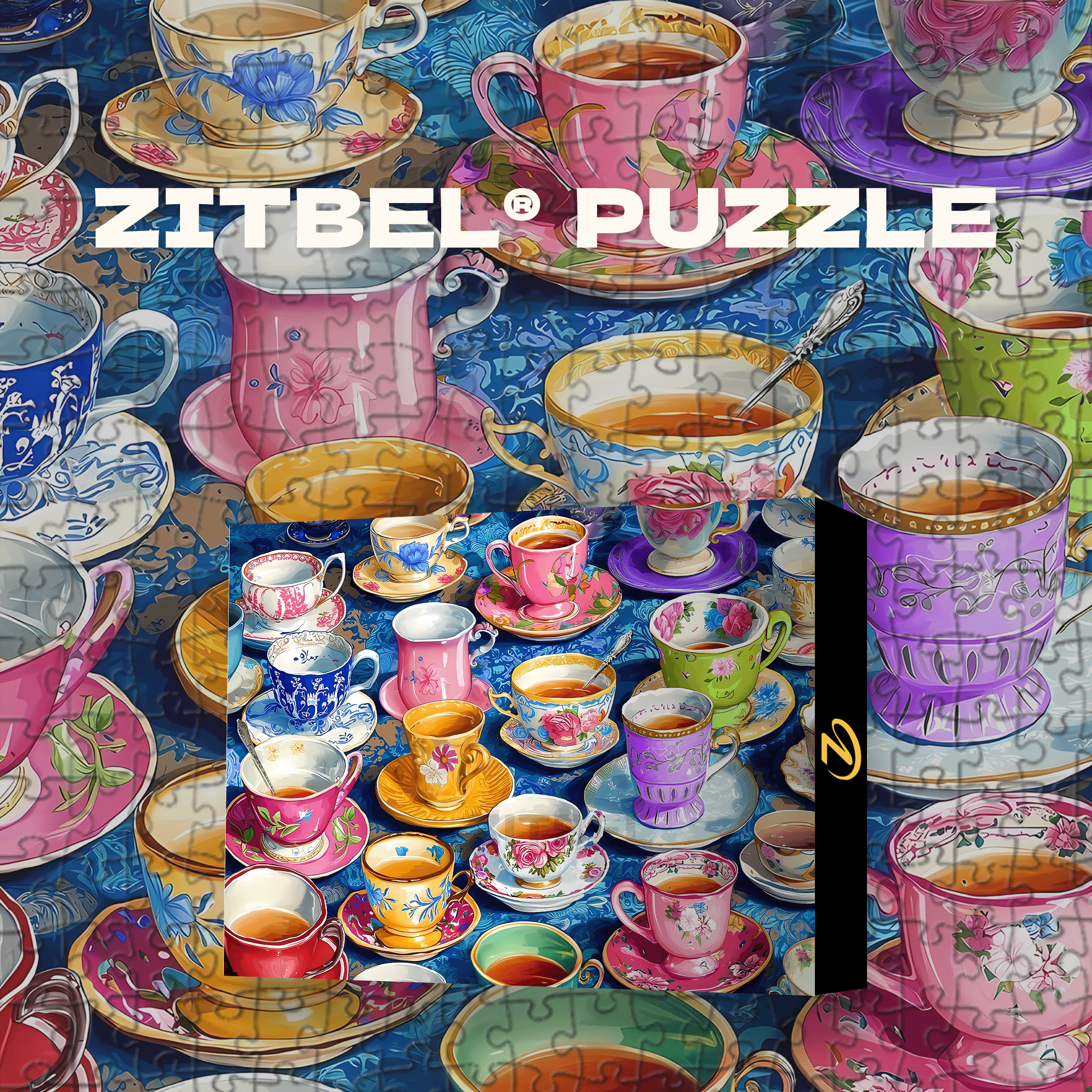 Beautiful Tea Cup 500pcs/1000pcs Jigsaw Puzzle, Scratch-Resistant, Interactive Family Game & Brain-Boosting DIY Decor, Perfect for Halloween, Christmas & New Year Gifts, Family Puzzle Game