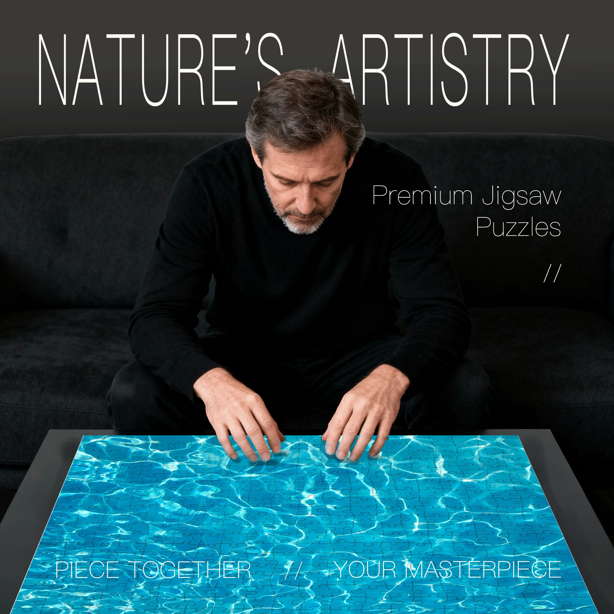 Natural Pool 500pcs/1000pcs Jigsaw Puzzle, Scratch-Resistant, Interactive Family Game & Brain-Boosting DIY Decor, Perfect for Halloween, Christmas & New Year Gifts, Family Puzzle Game