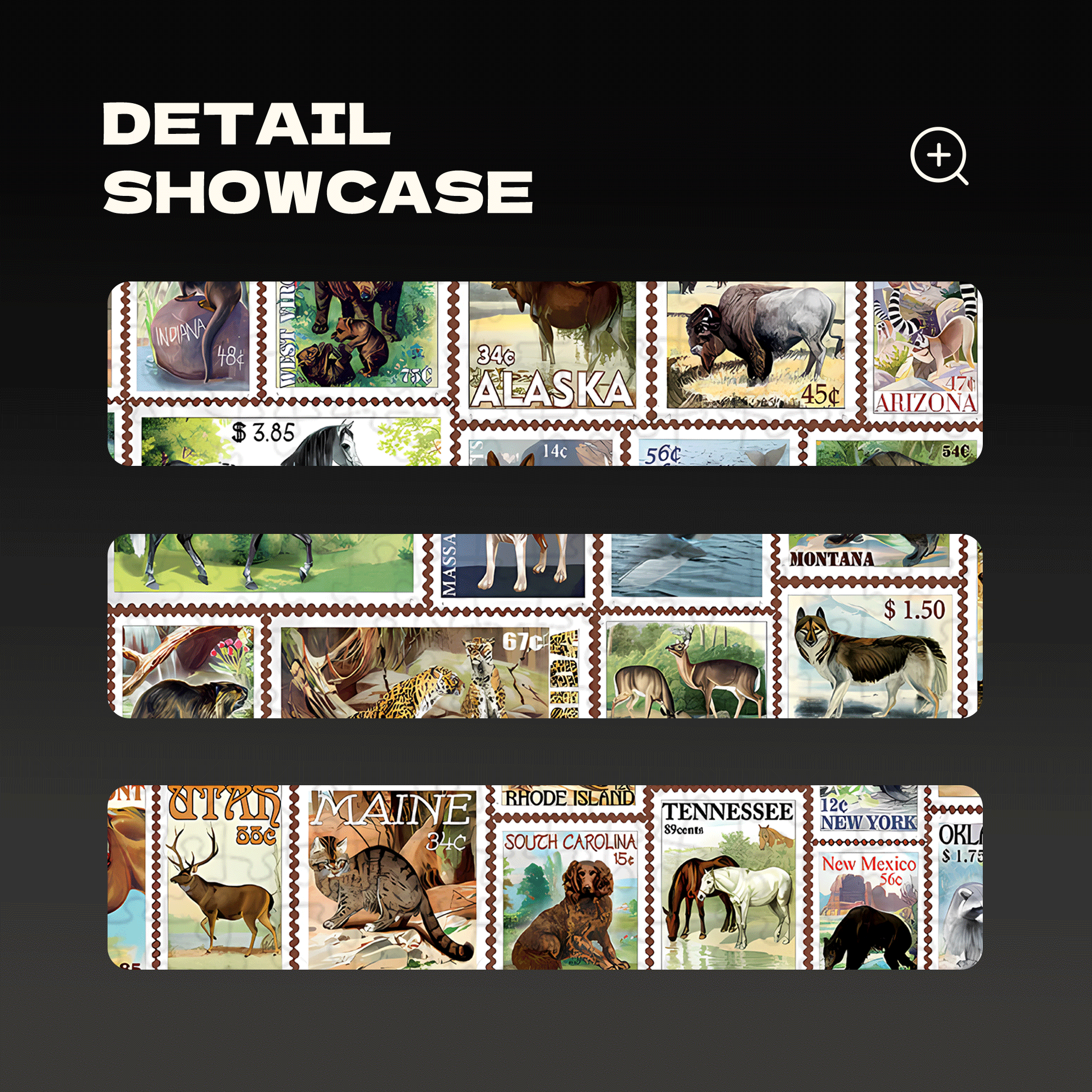 North American Wildlife Vintage Stamps 500pcs/1000pcs Jigsaw Puzzle, Scratch-Resistant, Interactive Family Game & Brain-Boosting DIY Decor, Perfect for Halloween, Christmas & New Year Gifts, Family Puzzle Game