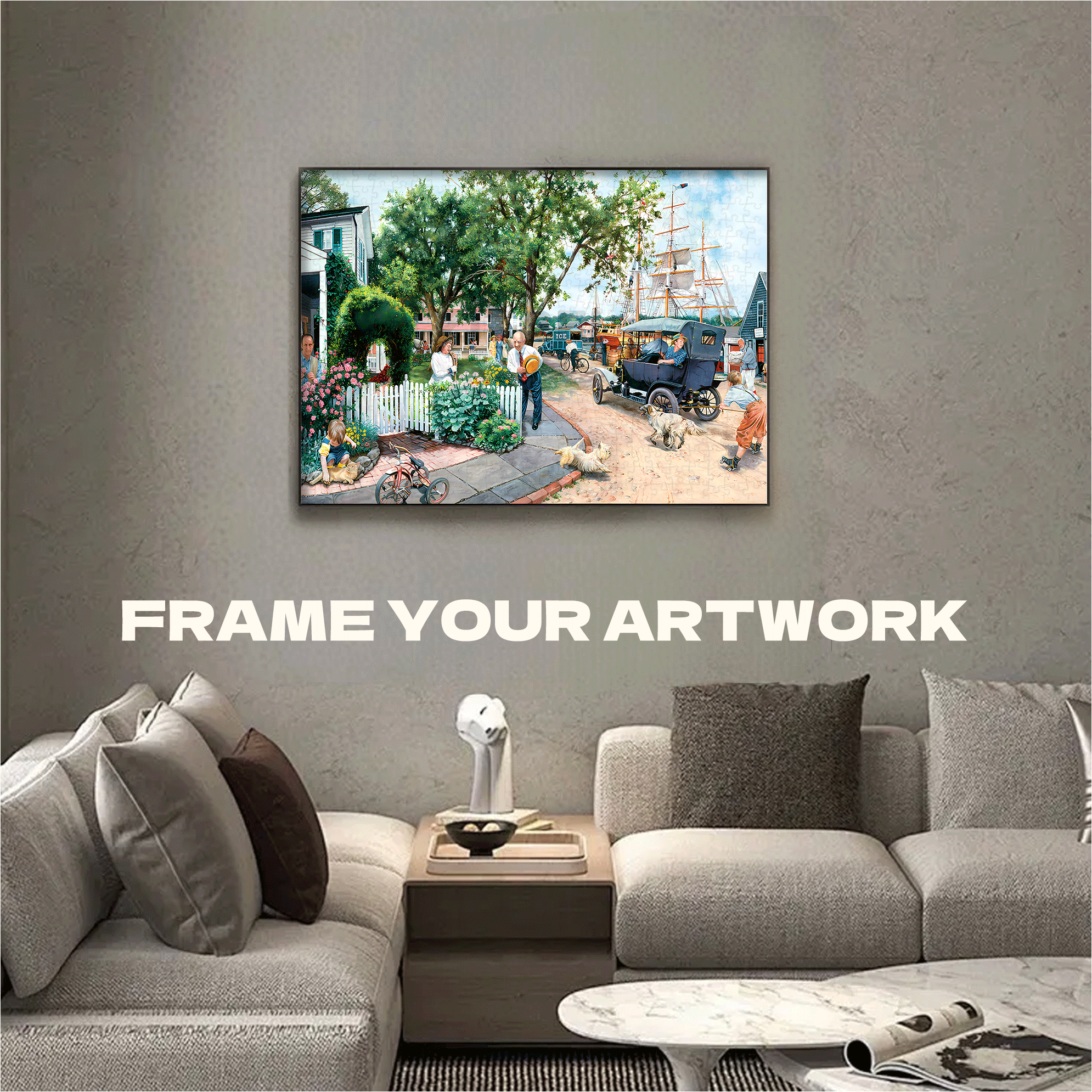 Rivertown 500pcs/1000pcs Jigsaw Puzzle, Scratch-Resistant, Interactive Family Game & Brain-Boosting DIY Decor, Perfect for Halloween, Christmas & New Year Gifts, Family Puzzle Game